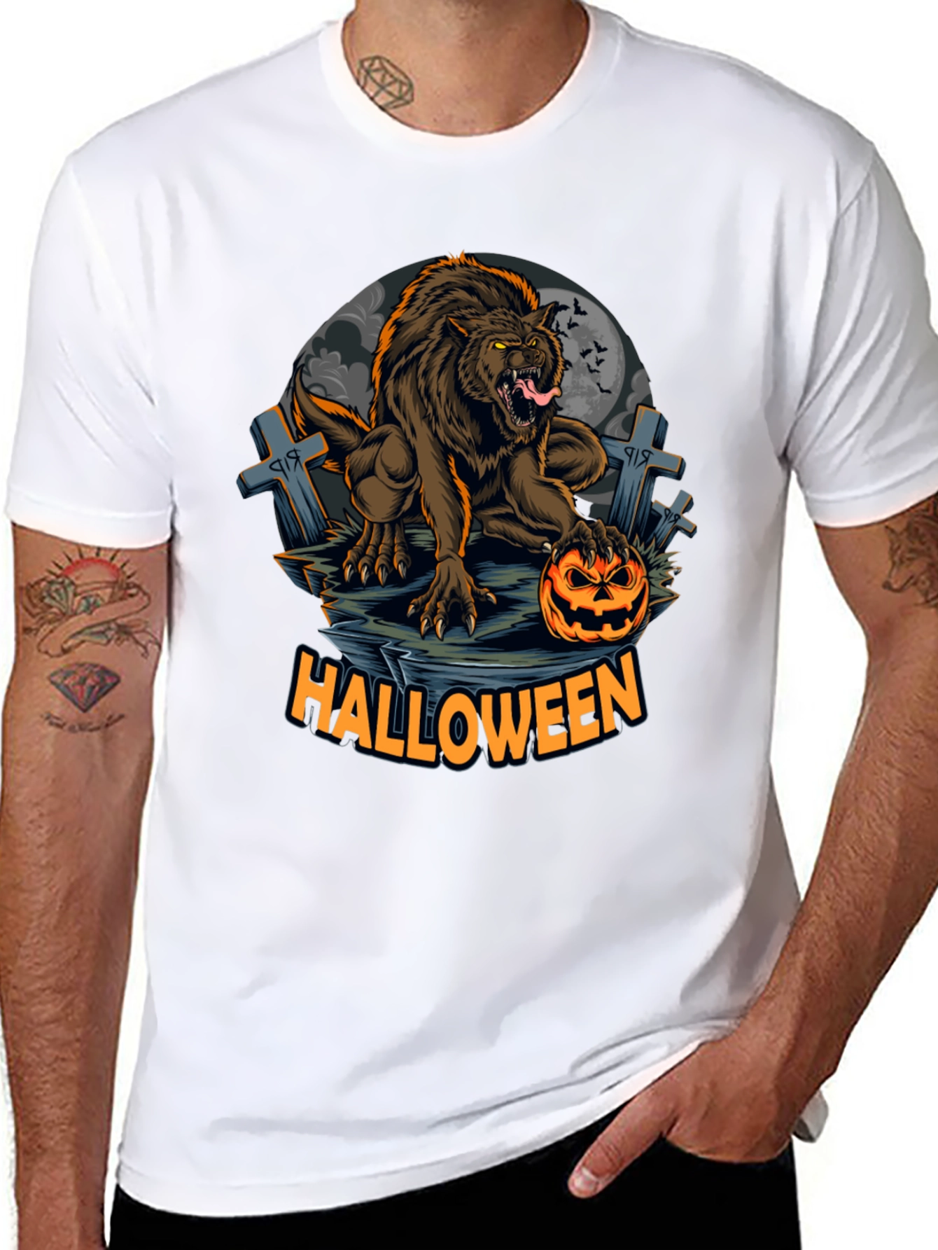 Halloween Werewolf Graphic T-Shirt