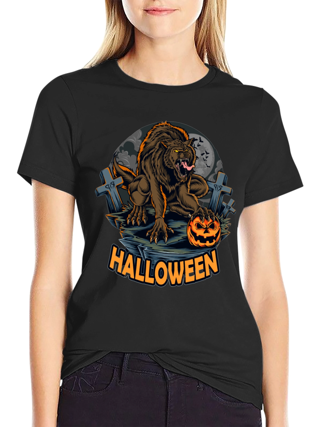 Halloween Werewolf Graphic T-Shirt