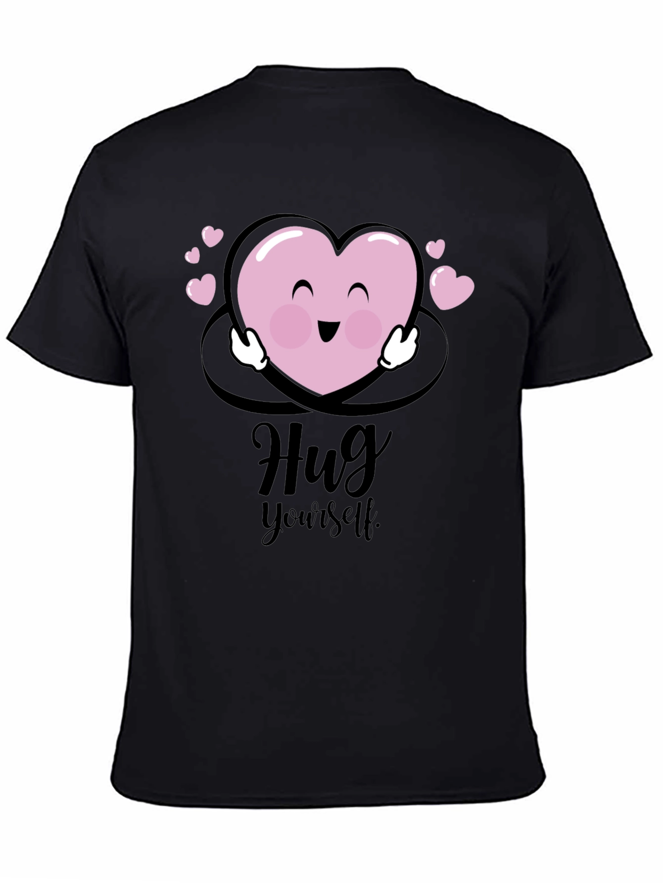 Hug Yourself Heart Graphic Black T-Shirt