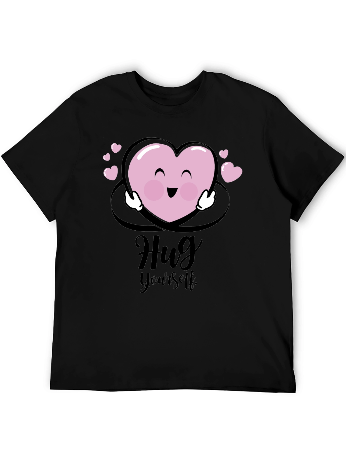 Hug Yourself Heart Graphic Black T-Shirt