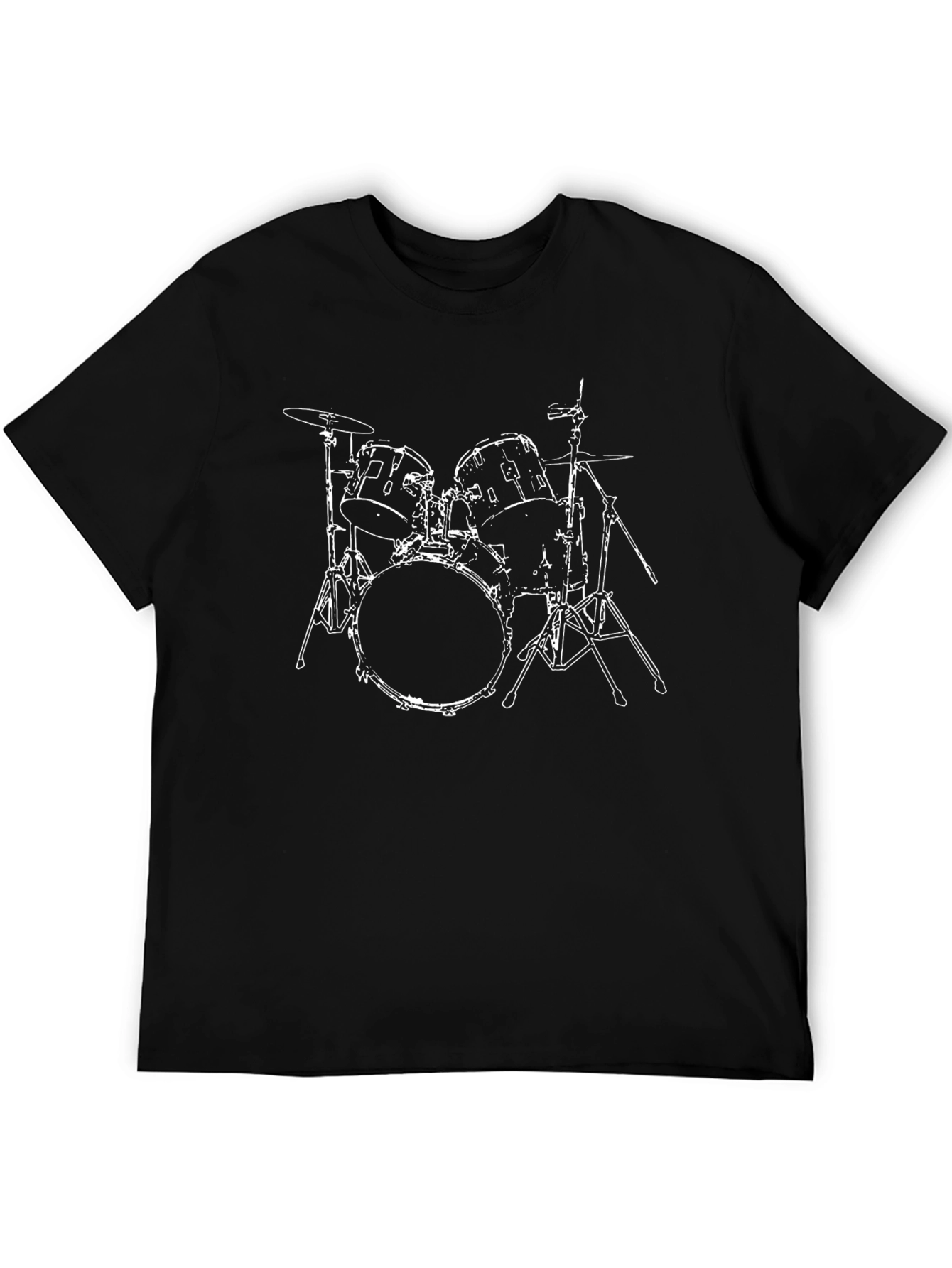 Drum Kit Graphic Tee - Black Cotton