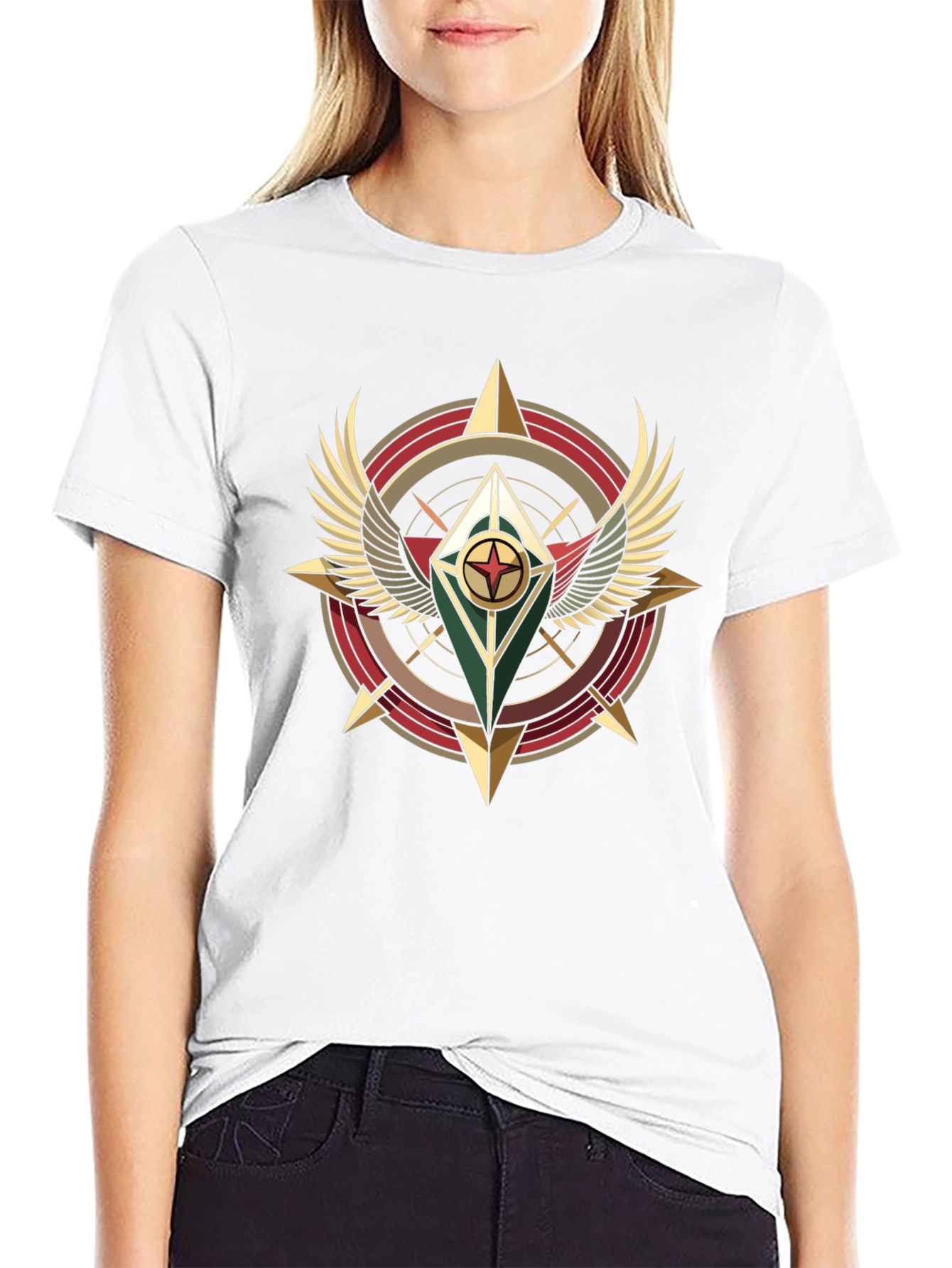 Winged Compass Graphic Tee - Black Cotton Shirt