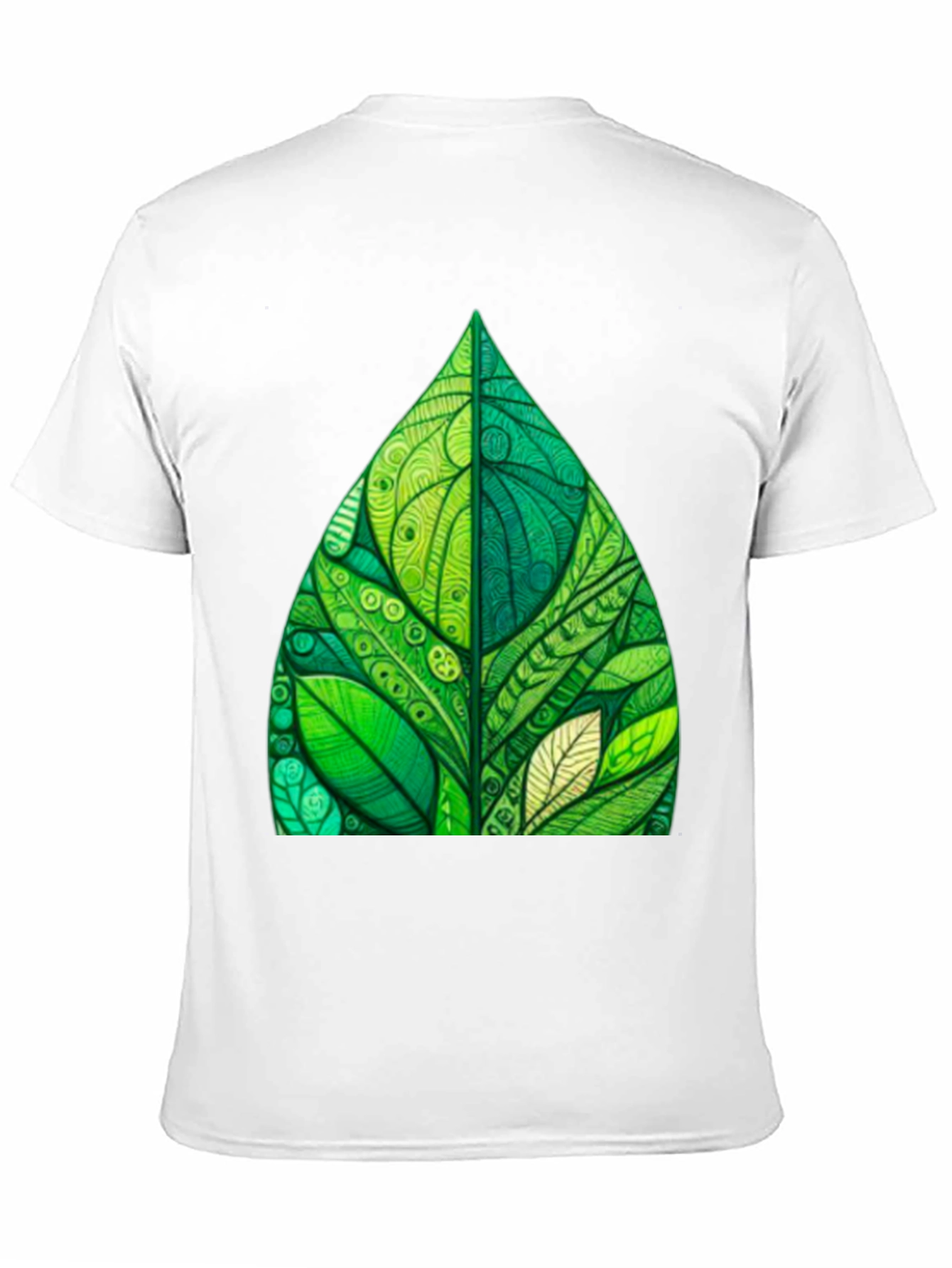 Green Leaf Art Black T-Shirt