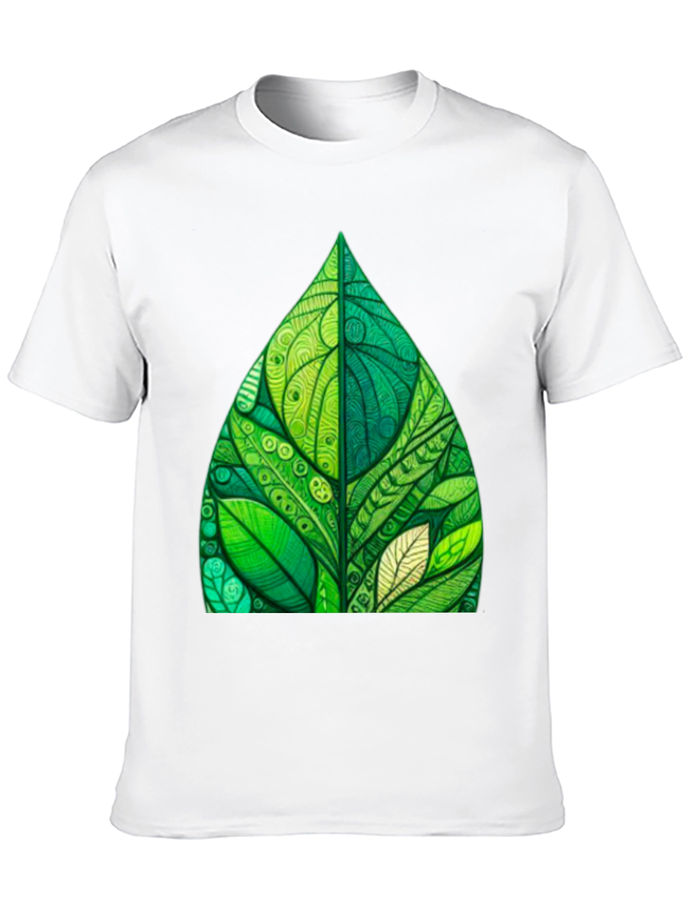 Green Leaf Art Black T-Shirt