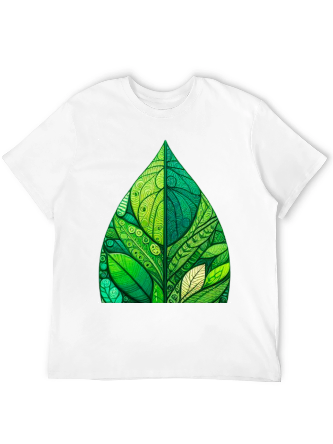 Green Leaf Art Black T-Shirt
