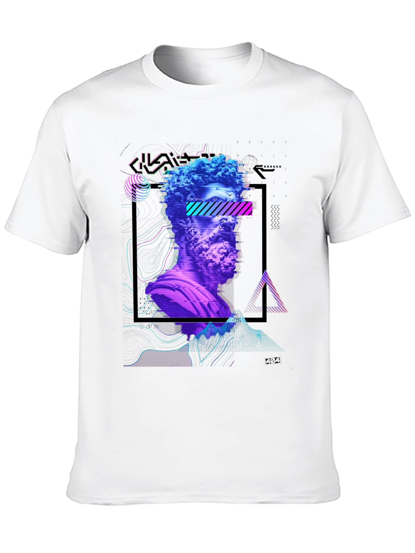 Statue Head Glitch Art Graphic Tee