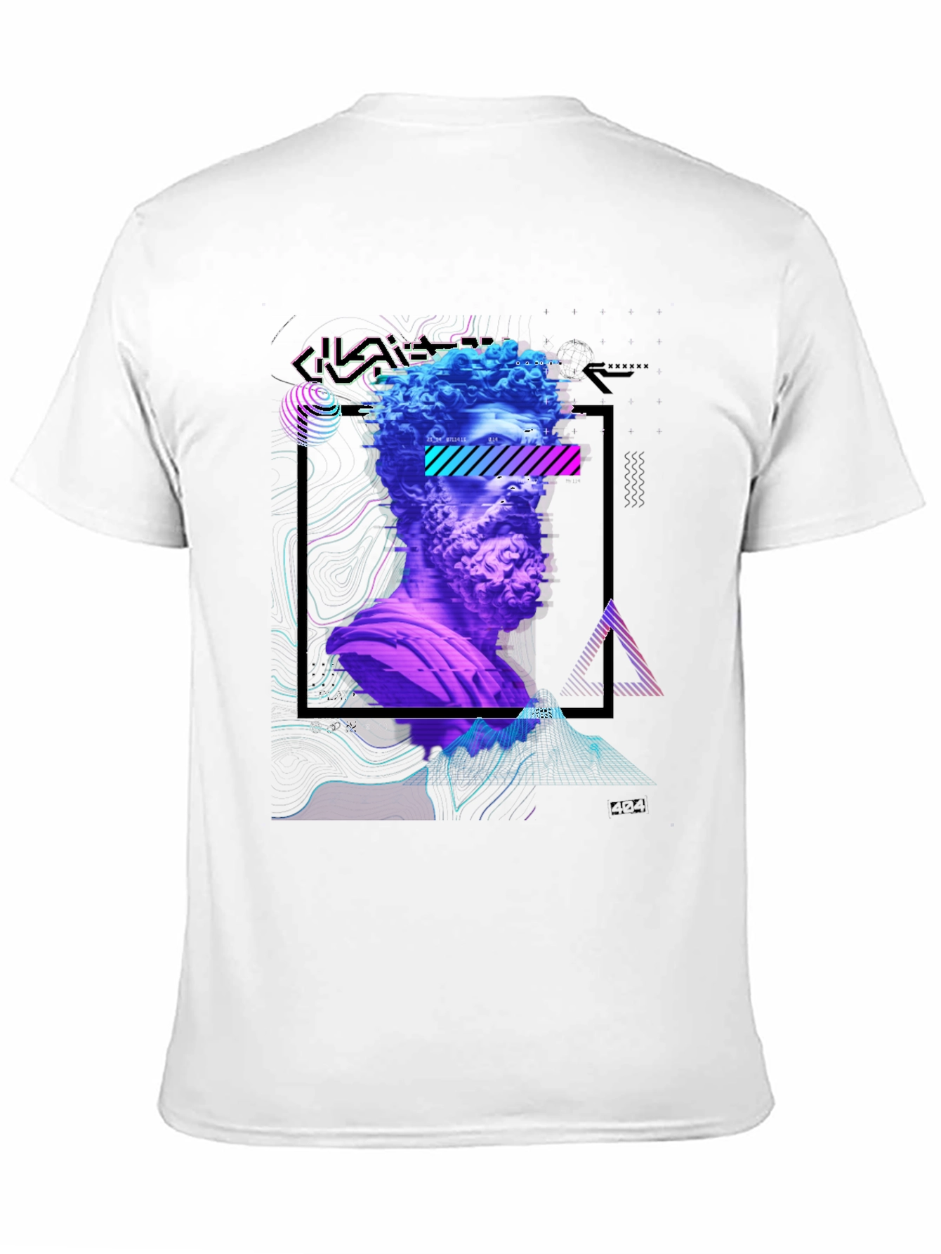Statue Head Glitch Art Graphic Tee