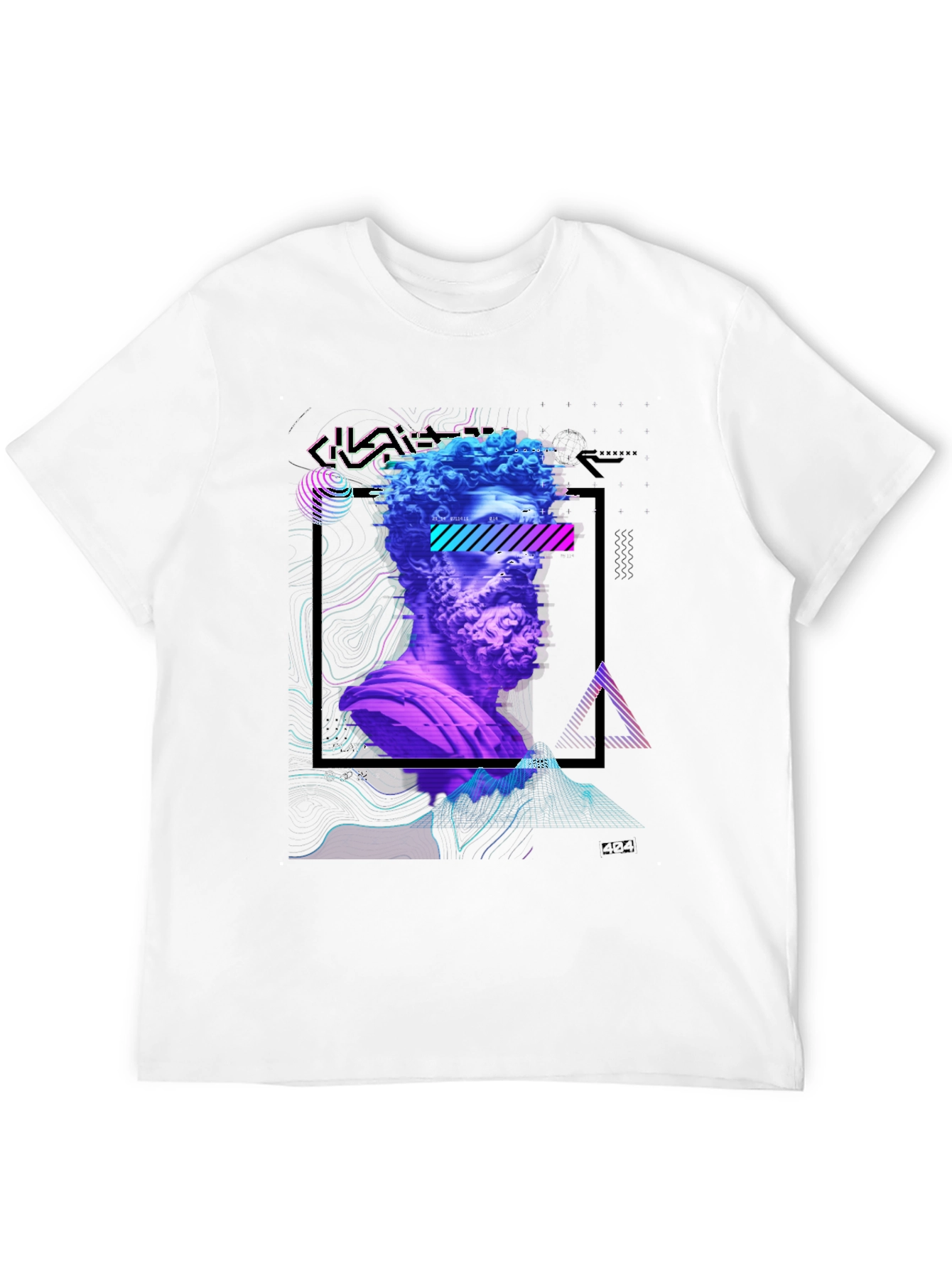 Statue Head Glitch Art Graphic Tee