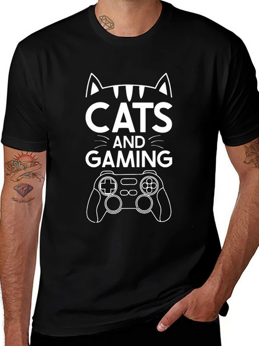 Cats and Gaming Graphic T-Shirt Gamer Cat Lover
