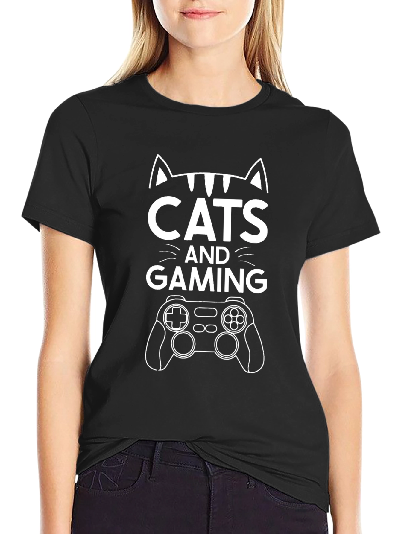 Cats and Gaming Graphic T-Shirt Gamer Cat Lover