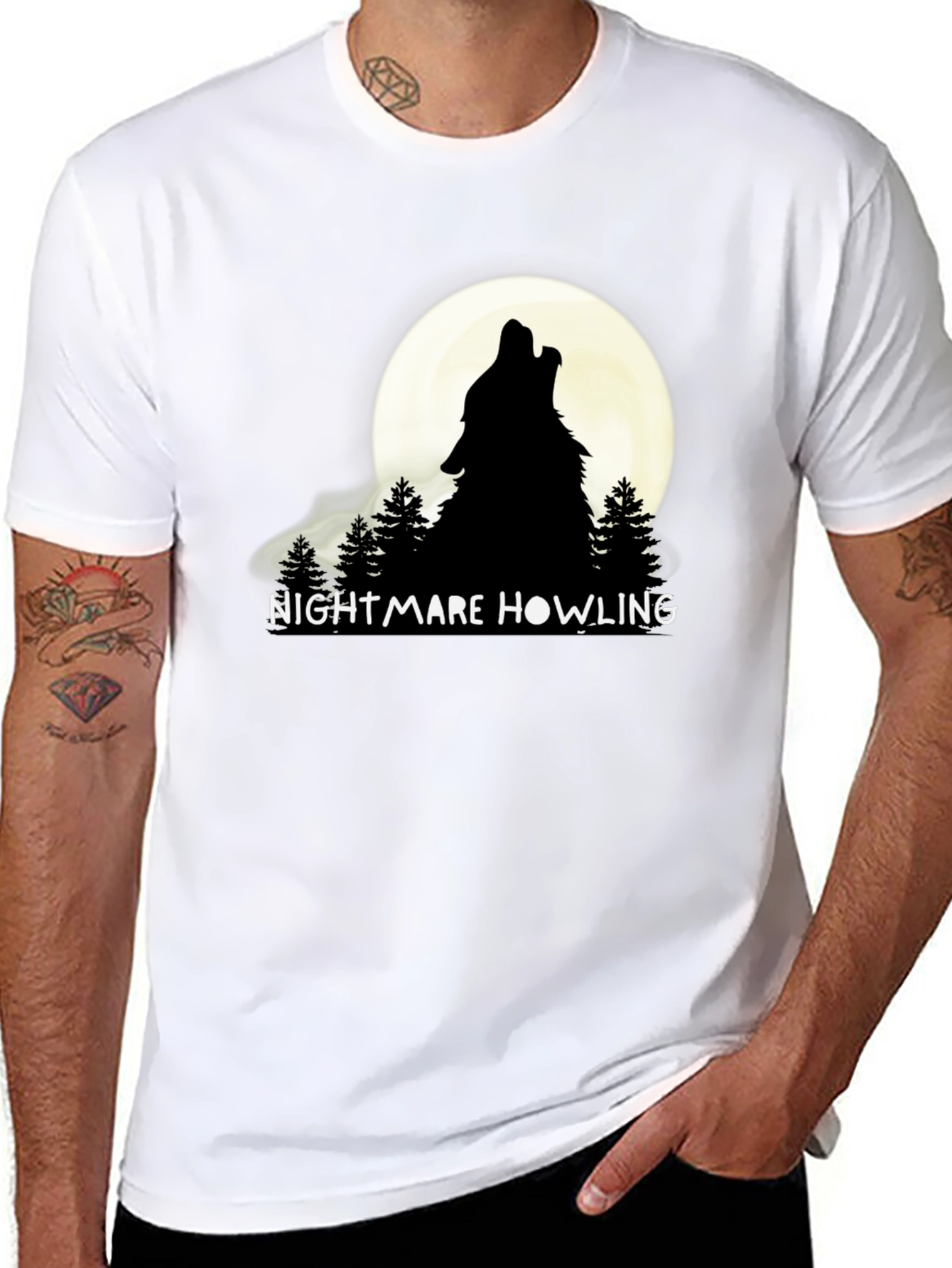 Nightmare Howling Wolf Graphic T-Shirt