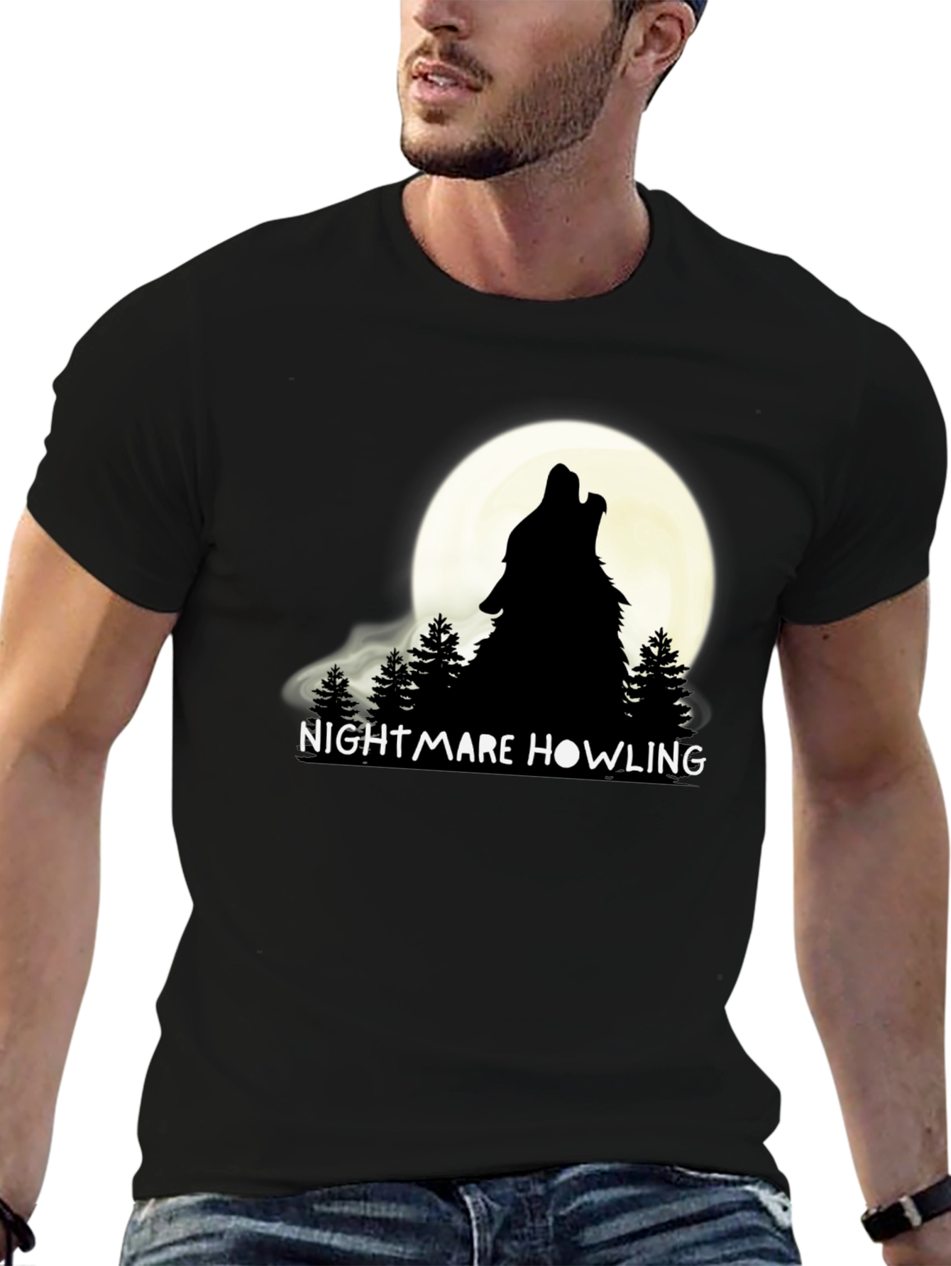 Nightmare Howling Wolf Graphic T-Shirt