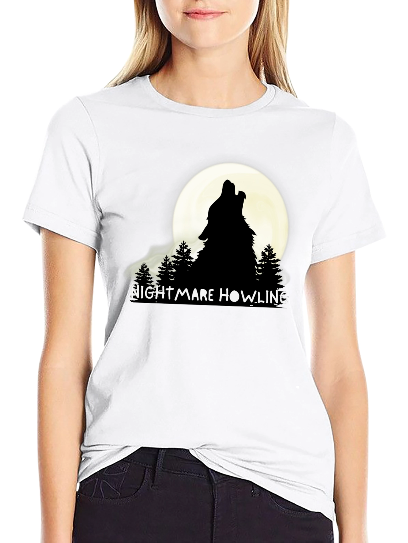 Nightmare Howling Wolf Graphic T-Shirt