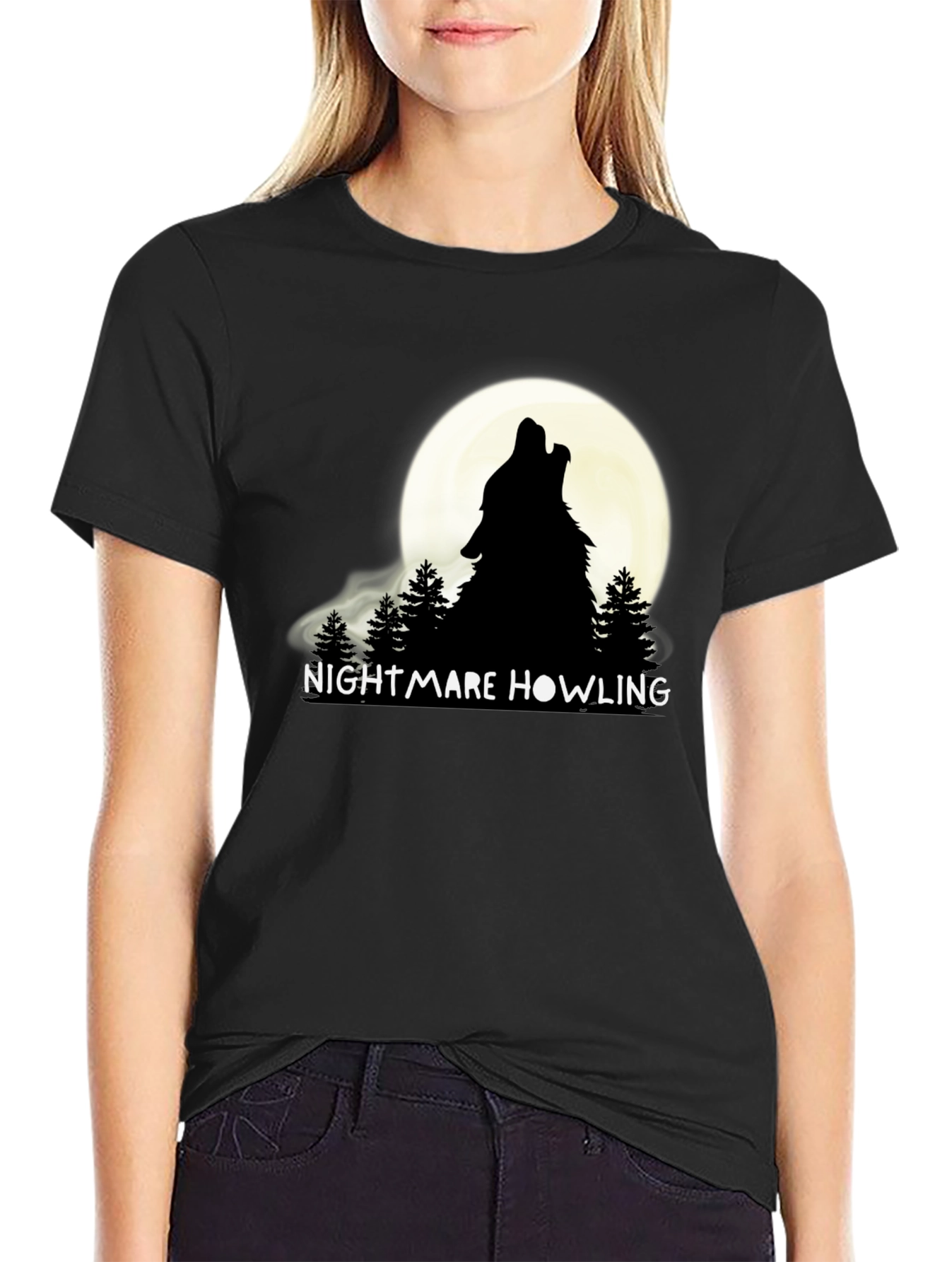 Nightmare Howling Wolf Graphic T-Shirt