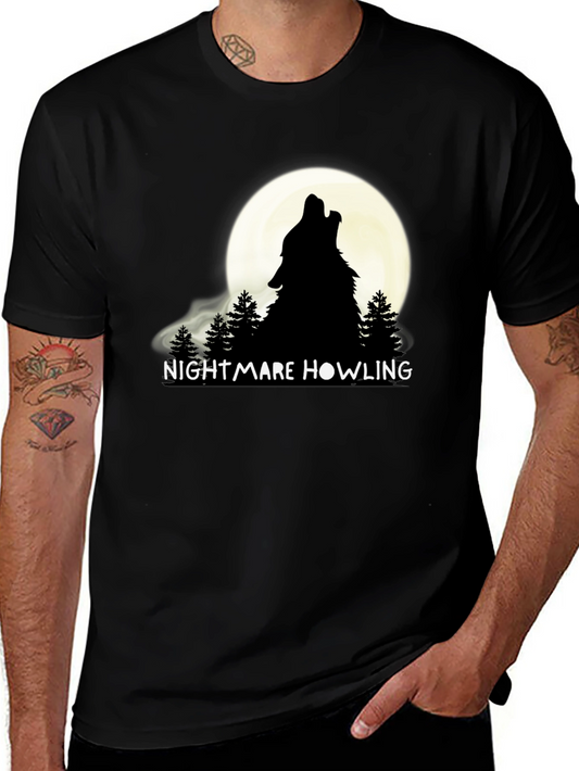 Nightmare Howling Wolf Graphic T-Shirt