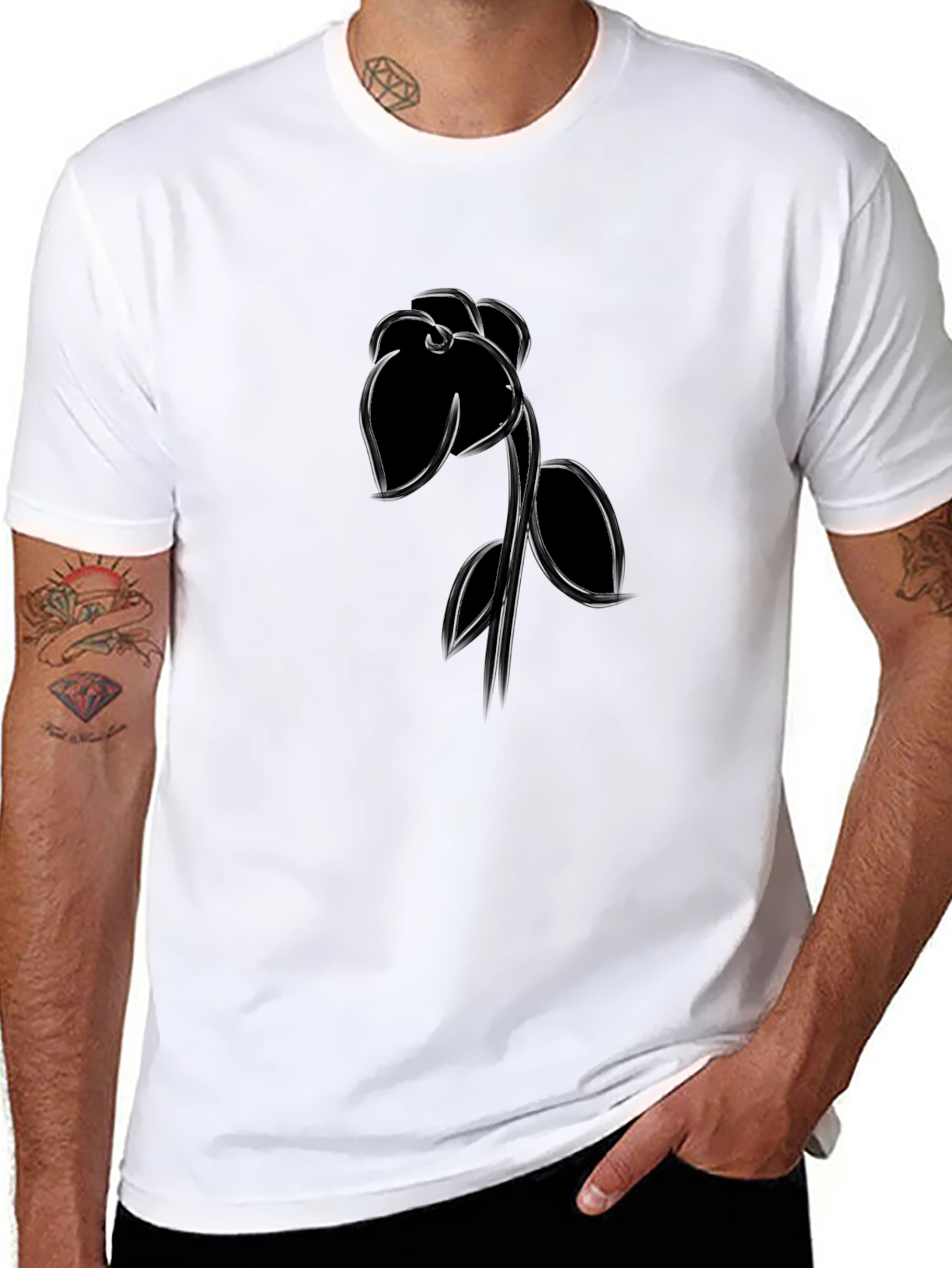 Black Rose Graphic Tee - Mens Casual Shirt