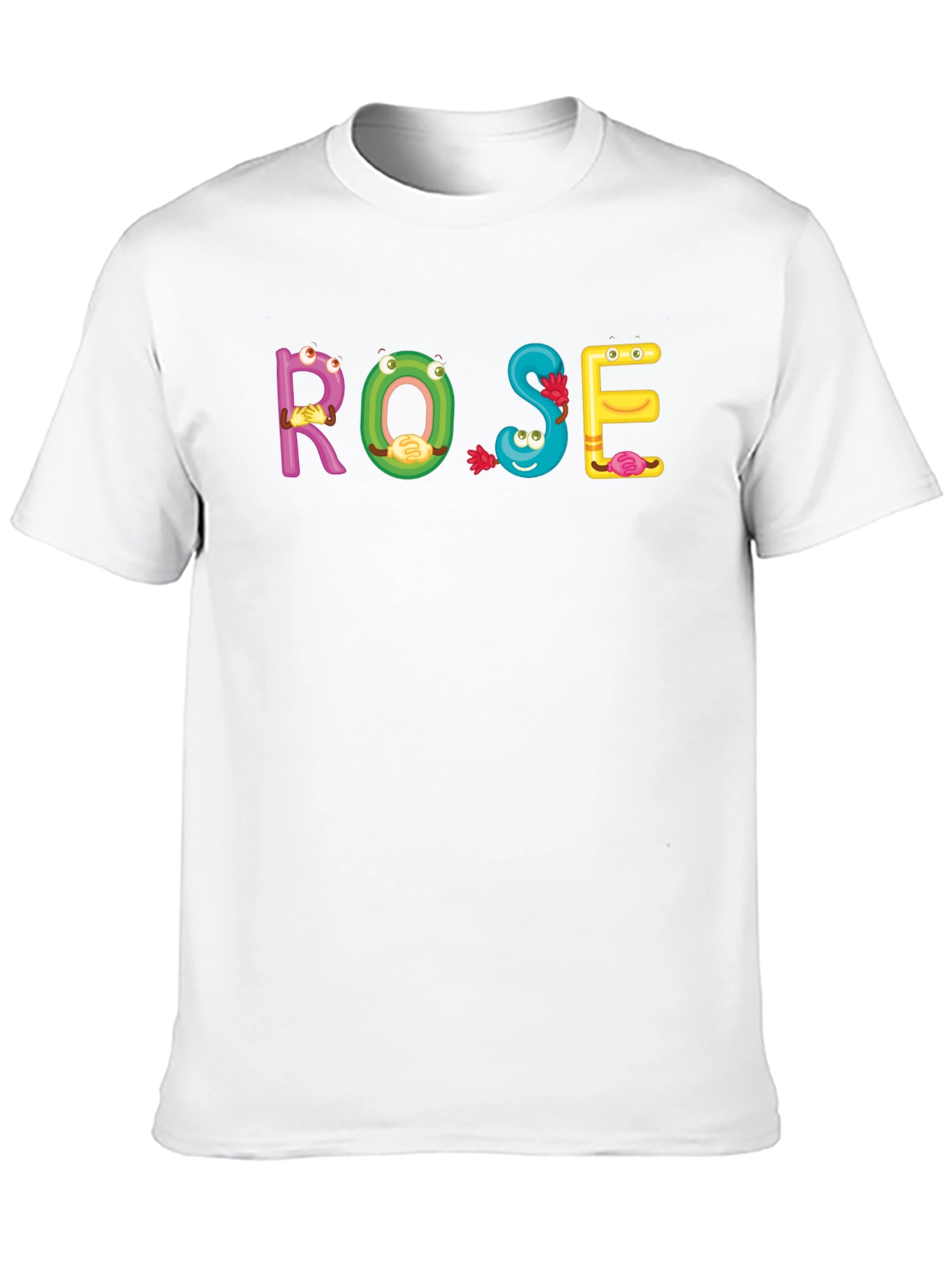 ROSE Cartoon Letter Black T-Shirt
