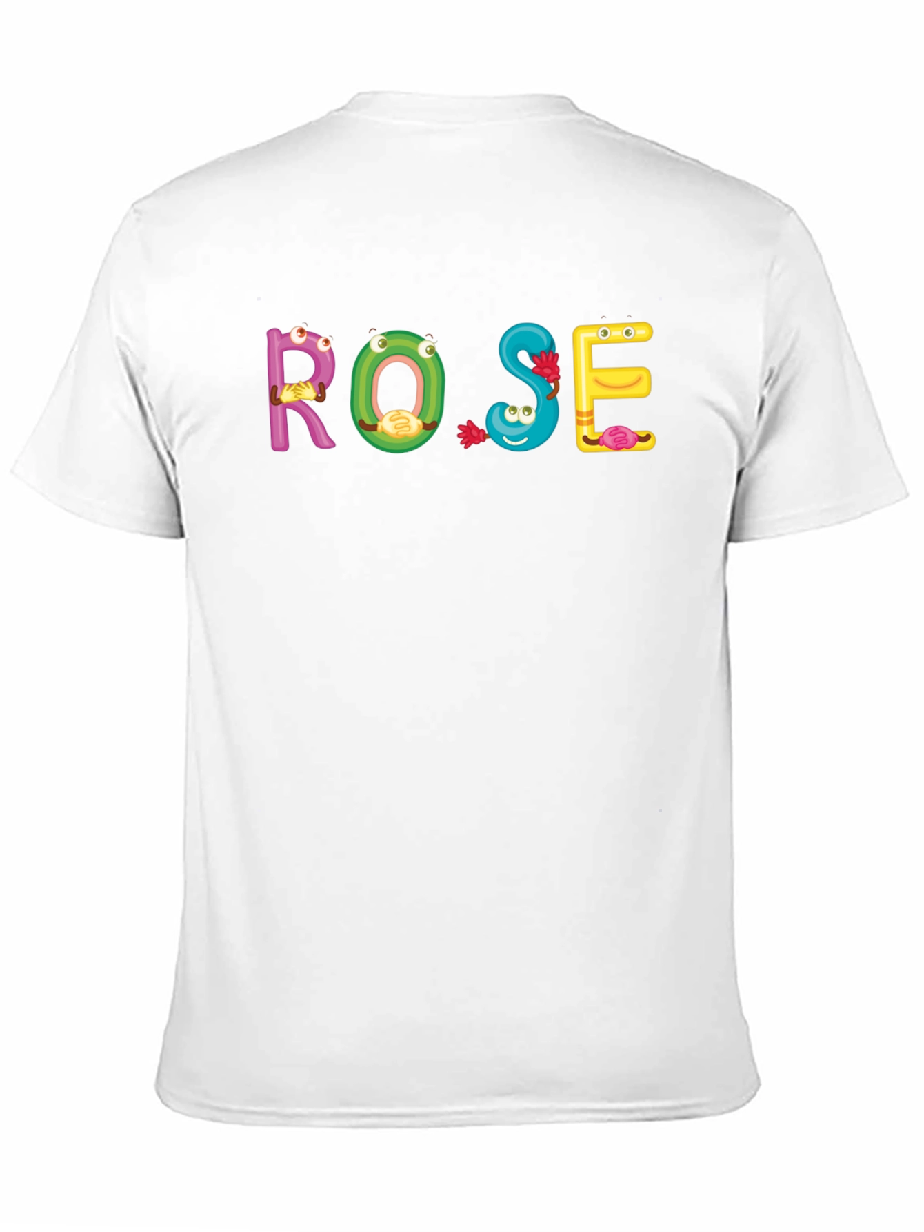 ROSE Cartoon Letter Black T-Shirt