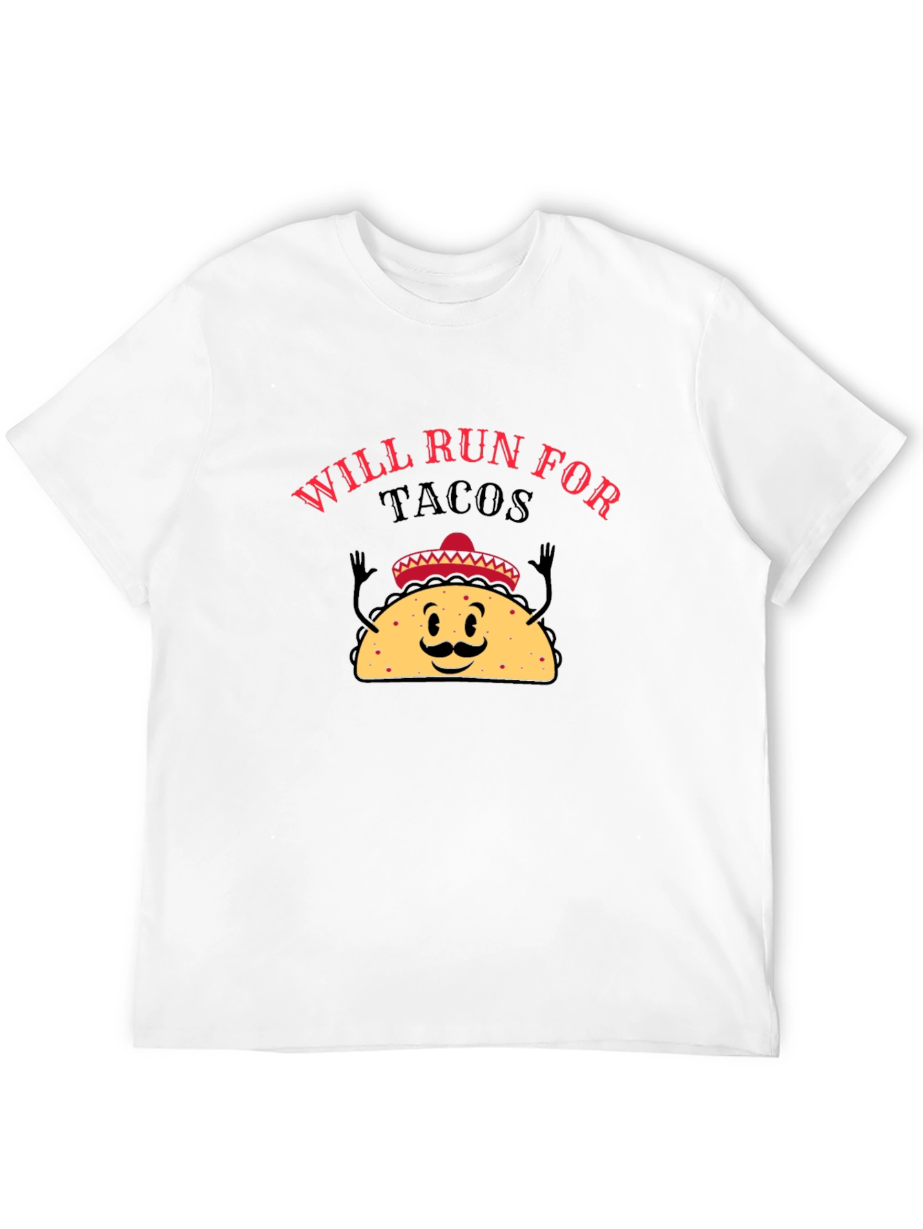 Will Run For Tacos Black Graphic T-Shirt