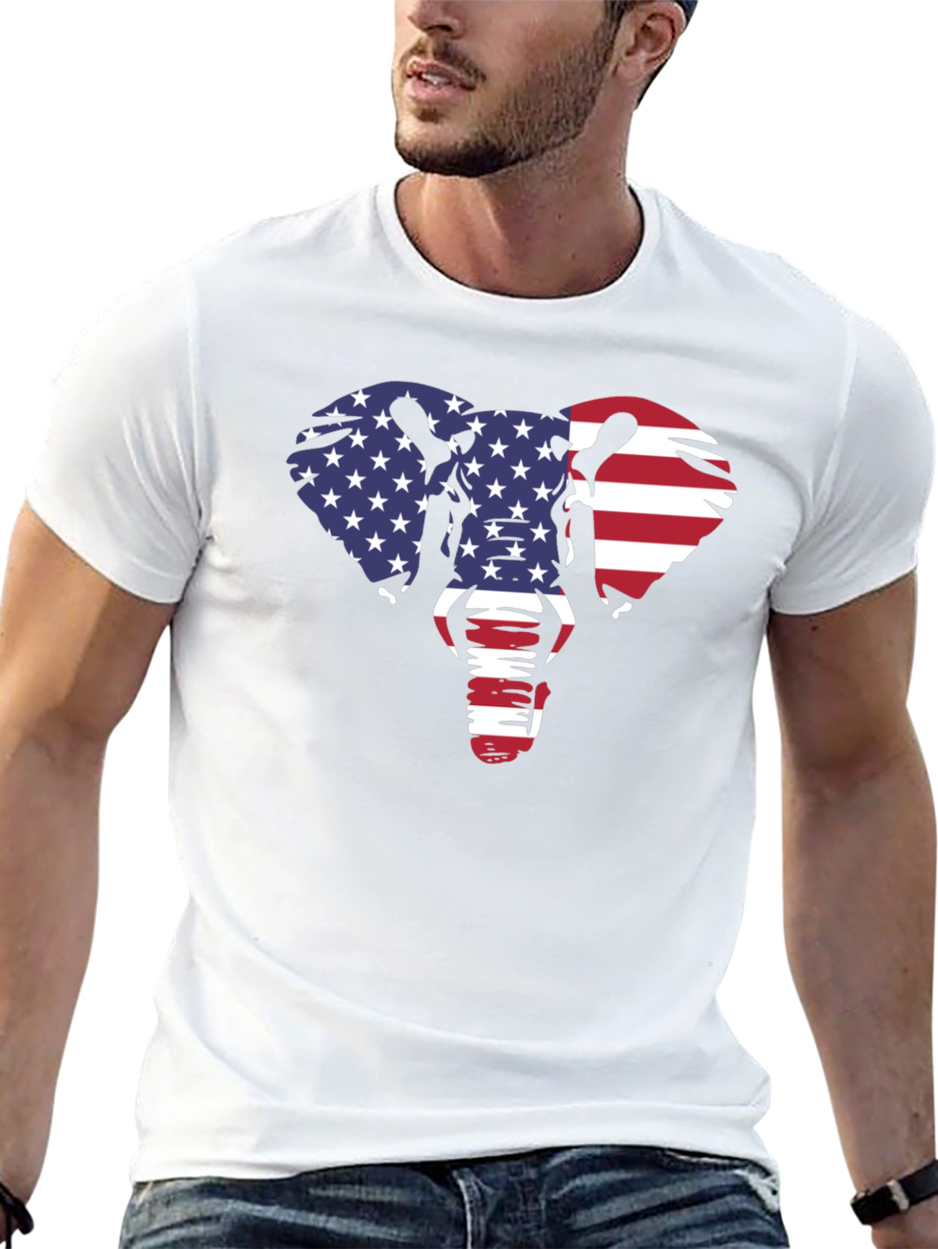 American Flag Elephant Graphic Tee - Black