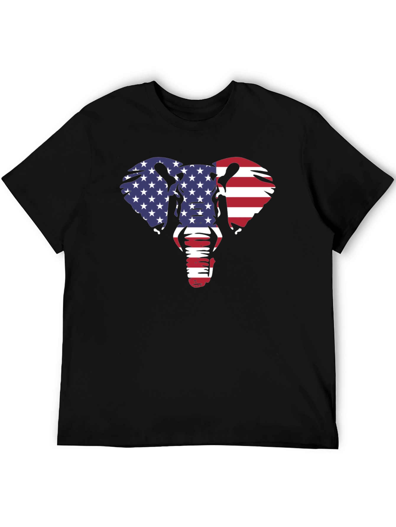 American Flag Elephant Graphic Tee - Black