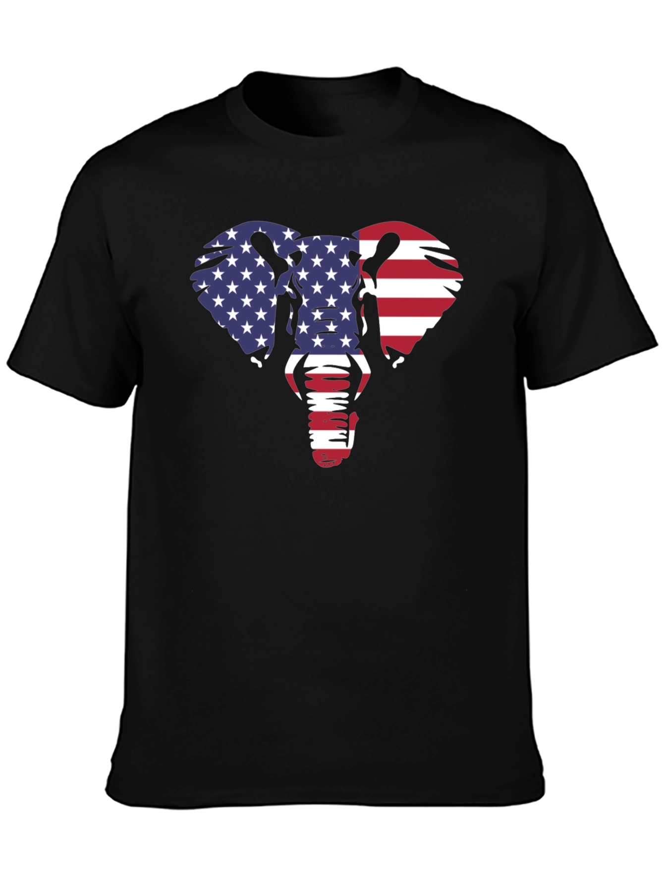 American Flag Elephant Graphic Tee - Black