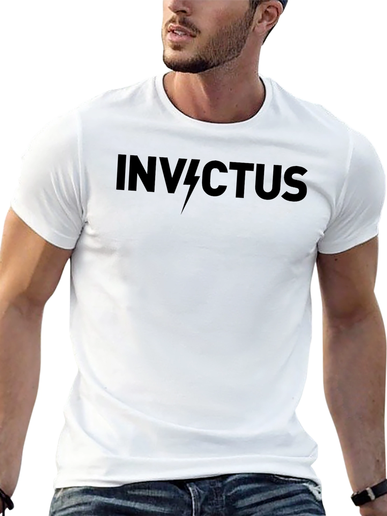 Invictus Graphic Tee - Black Cotton Casual T-Shirt
