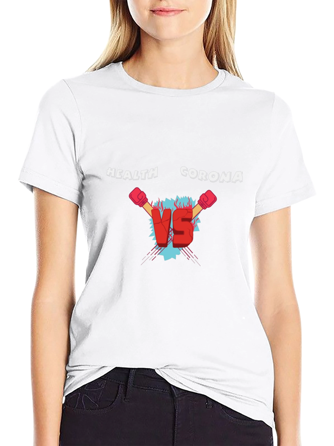 Health Vs Corona Black T-Shirt