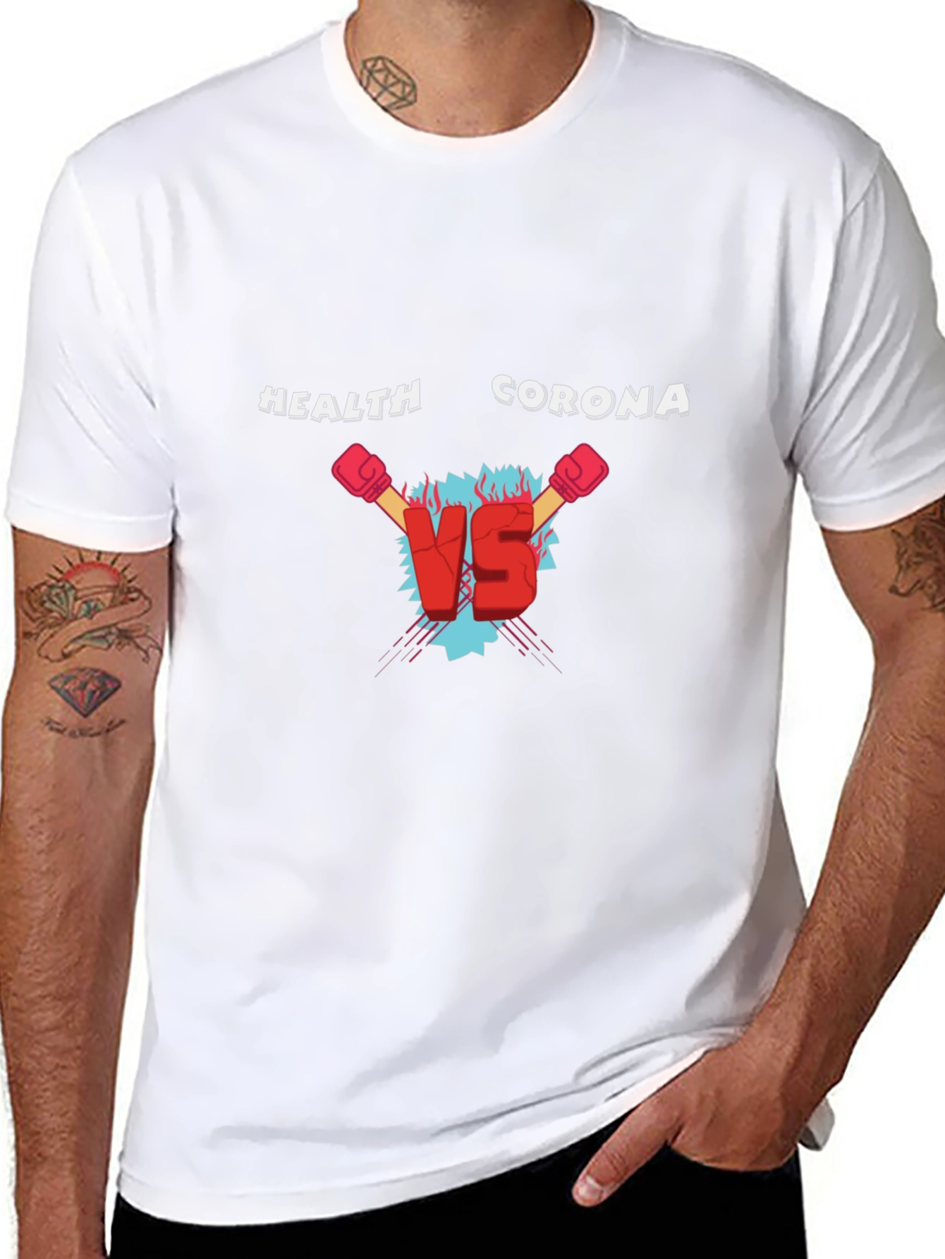 Health Vs Corona Black T-Shirt
