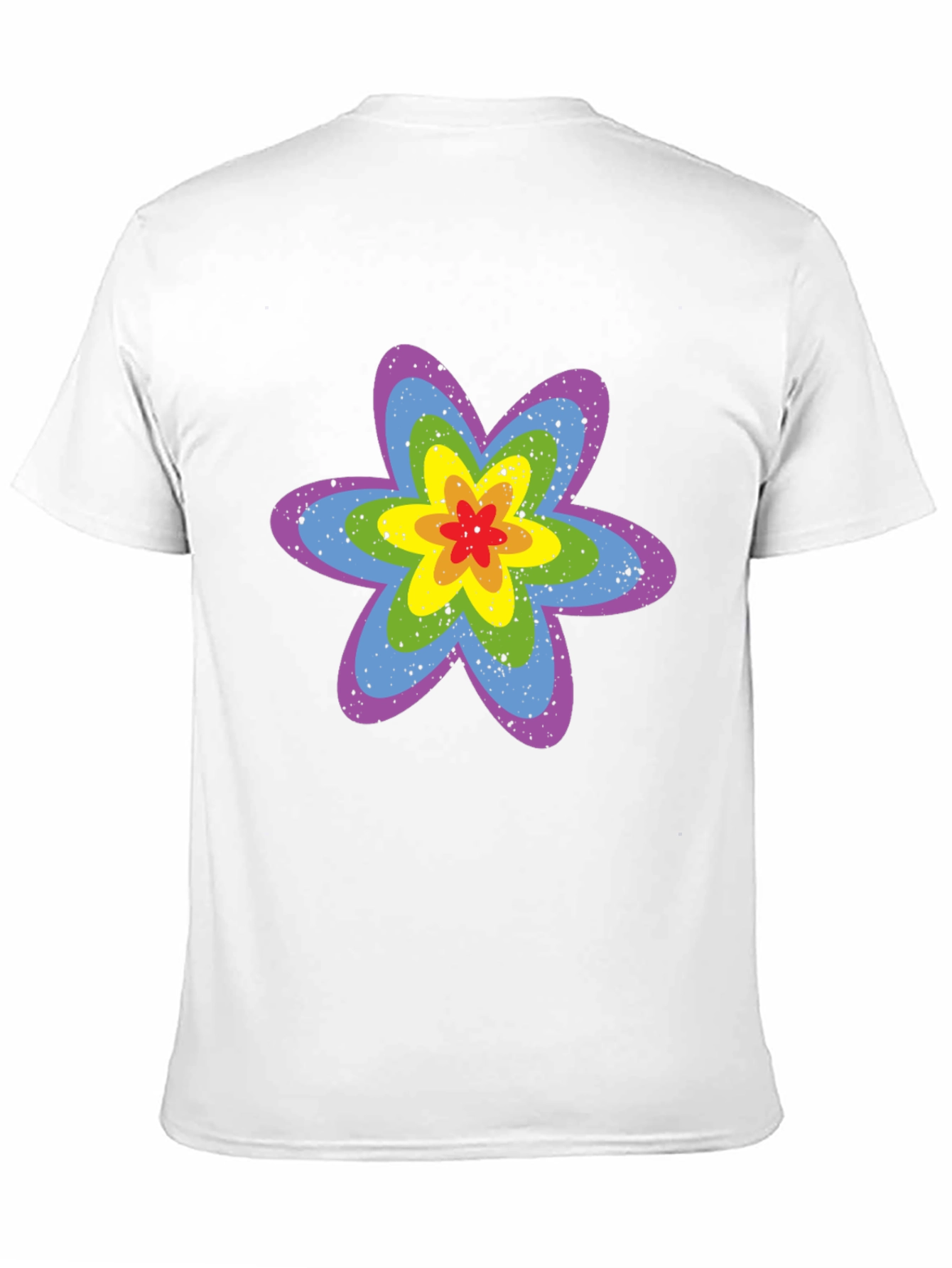Rainbow Flower Graphic Tee - Black Cotton T-Shirt