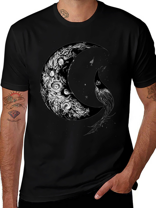 Crescent Moon Graphic Print Tee - Soft Cotton Blend