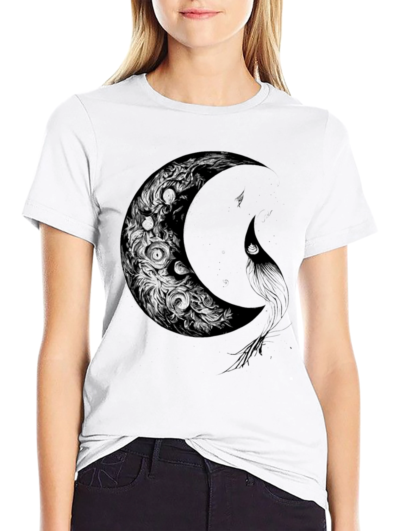 Crescent Moon Graphic Print Tee - Soft Cotton Blend