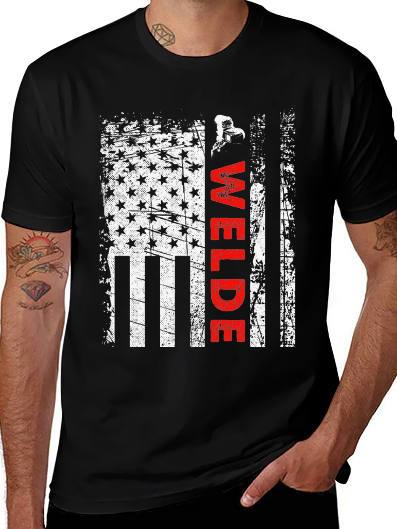 Welder American Flag T-Shirt Patriotic Welding Tee