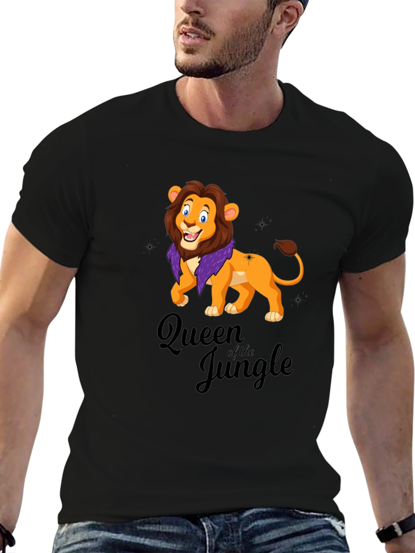 Queen of the Jungle Lion Black T-Shirt