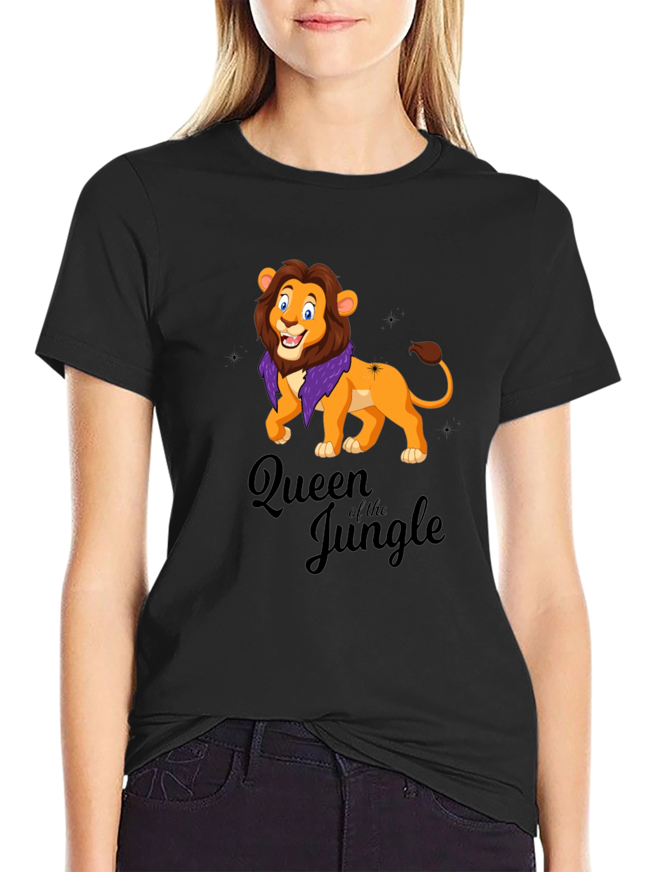 Queen of the Jungle Lion Black T-Shirt