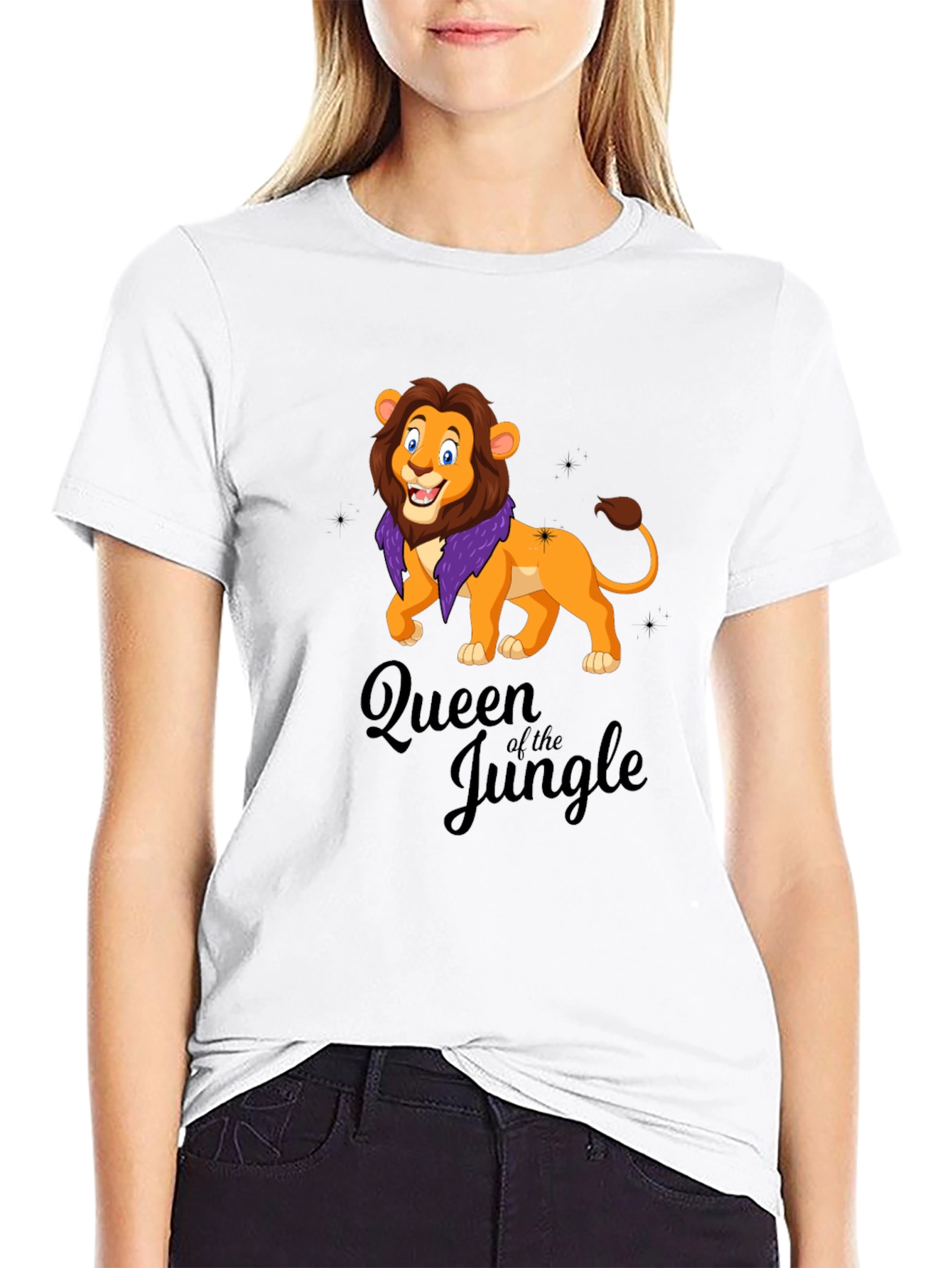 Queen of the Jungle Lion Black T-Shirt