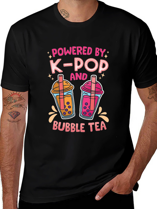 Powered by K-Pop and Bubble Tea Black T-Shirt
