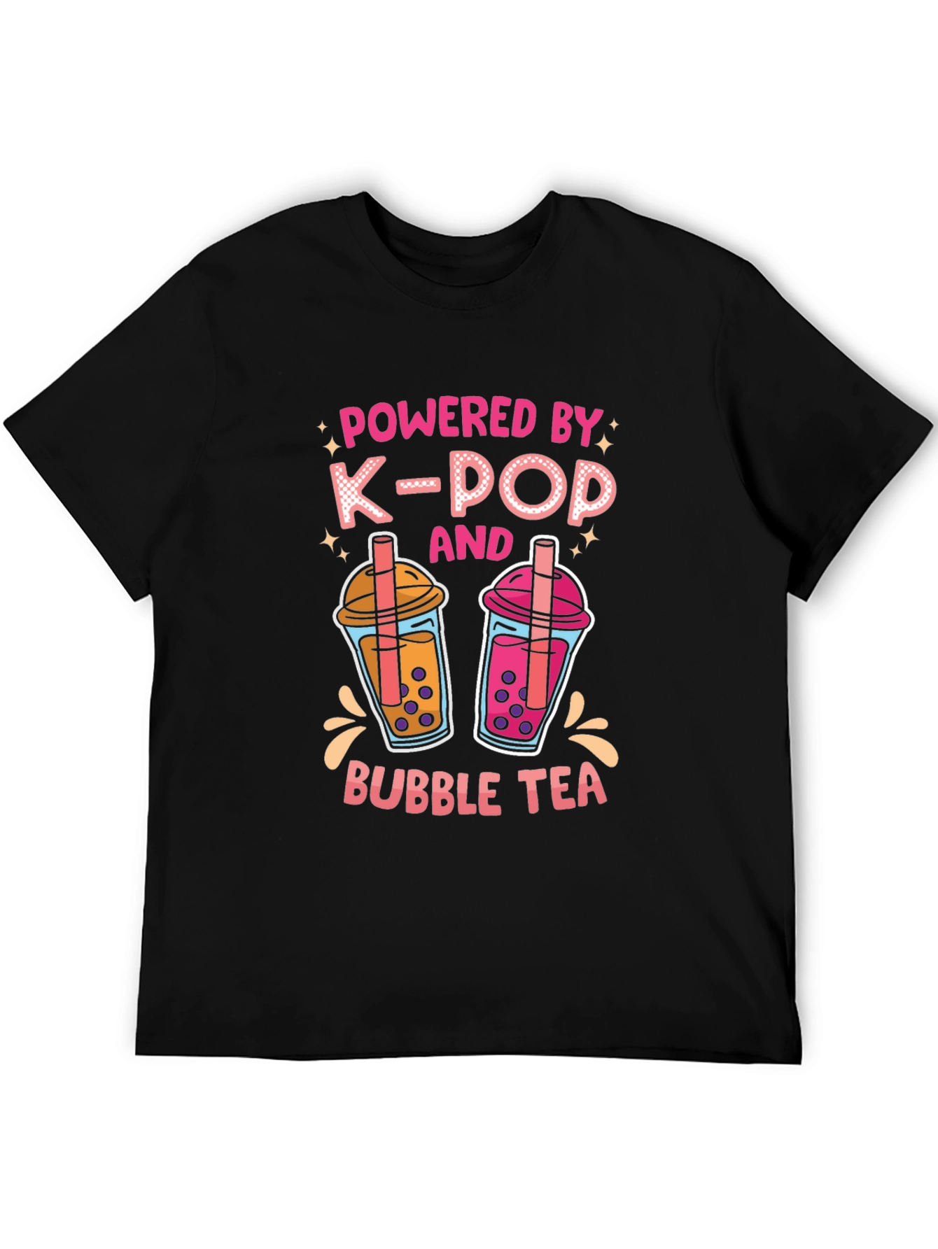 Powered by K-Pop and Bubble Tea Black T-Shirt