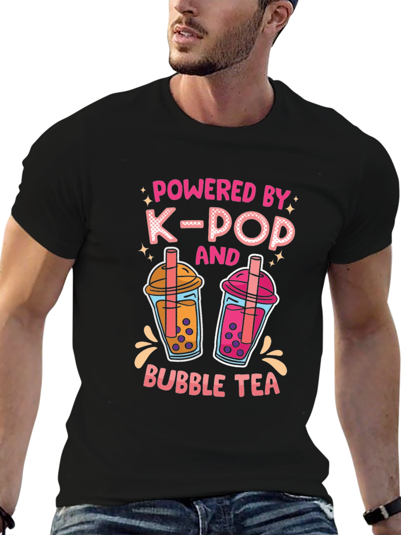 Powered by K-Pop and Bubble Tea Black T-Shirt