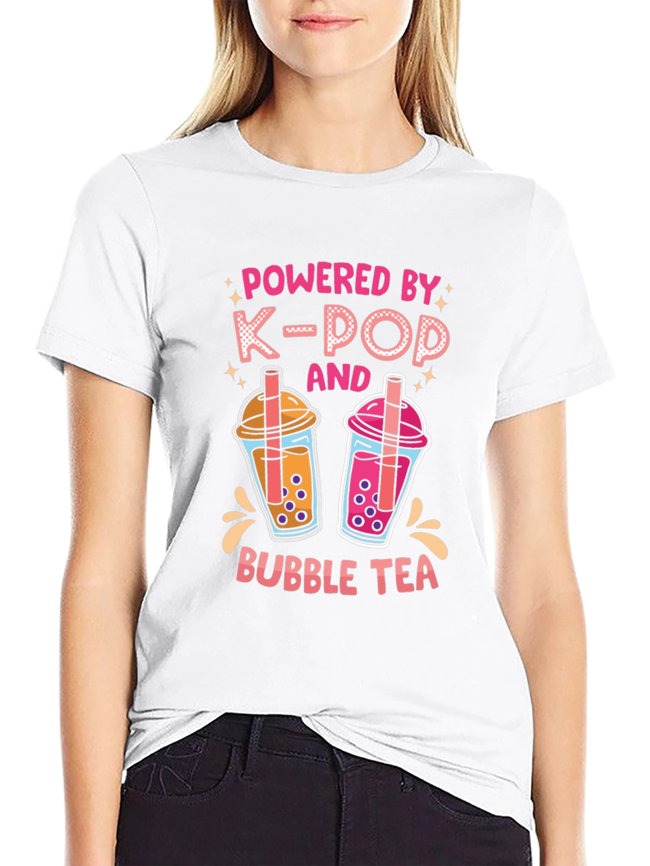 Powered by K-Pop and Bubble Tea Black T-Shirt