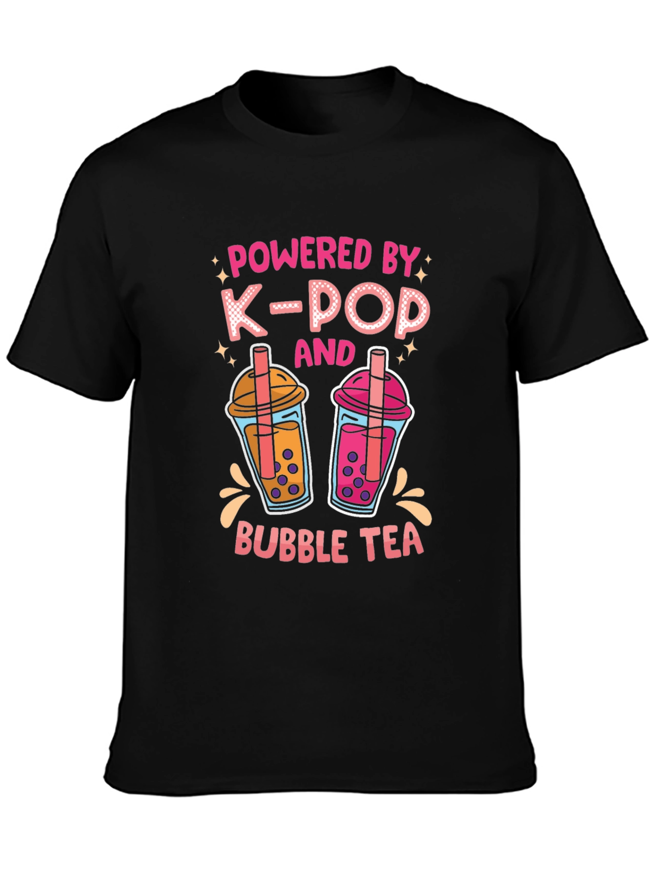 Powered by K-Pop and Bubble Tea Black T-Shirt