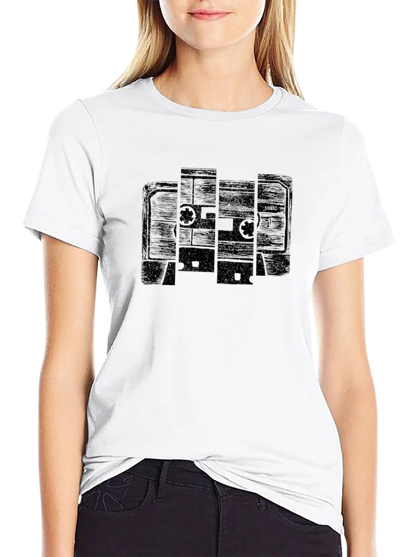 Retro Cassette Tape Graphic T-Shirt - Black
