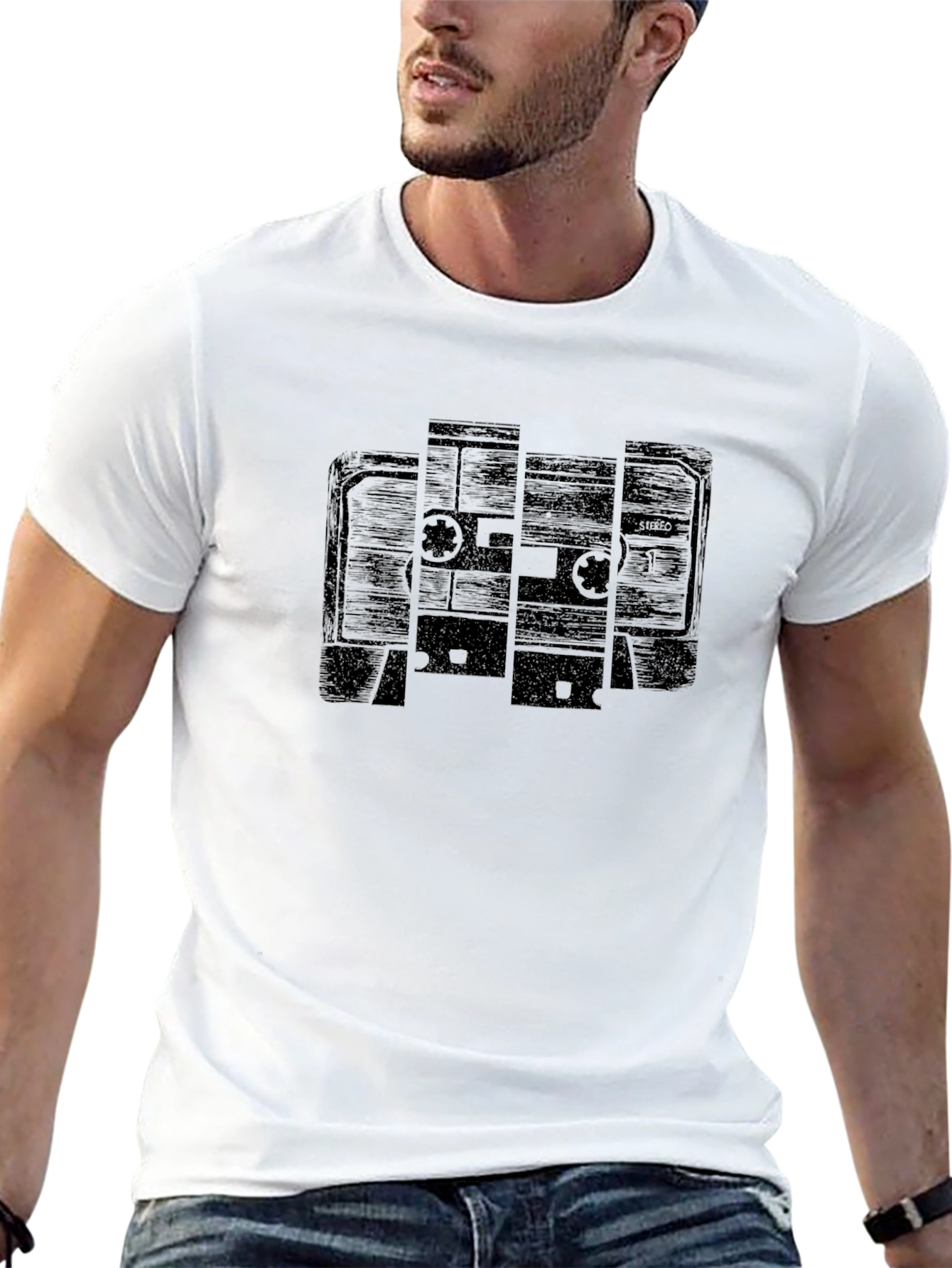 Retro Cassette Tape Graphic T-Shirt - Black