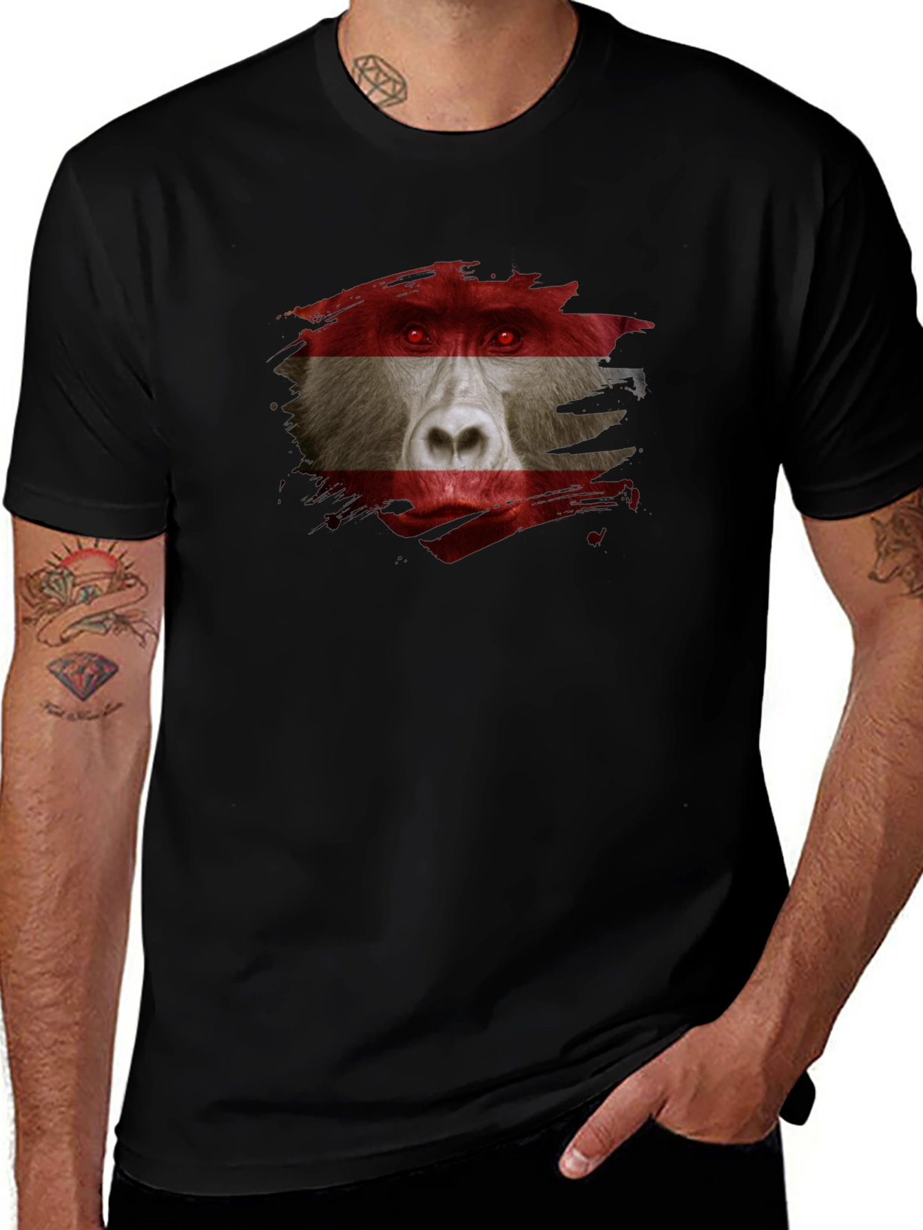 Austrian Baboon Graphic Tee - Unique Flag T-Shirt