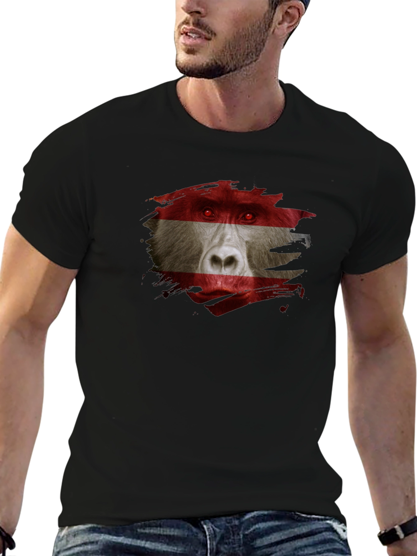Austrian Baboon Graphic Tee - Unique Flag T-Shirt