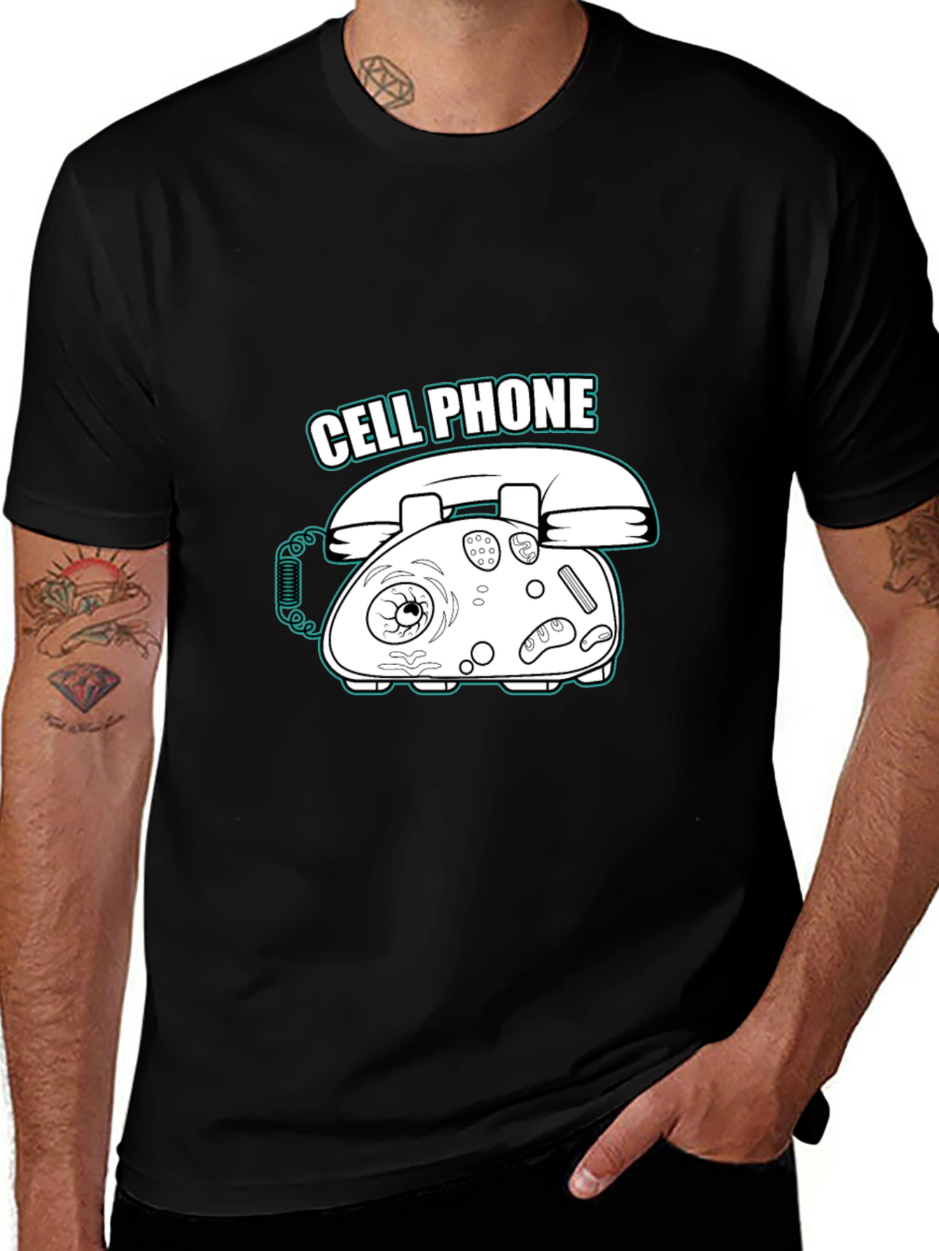 Humorous Cell Phone Graphic T-Shirt