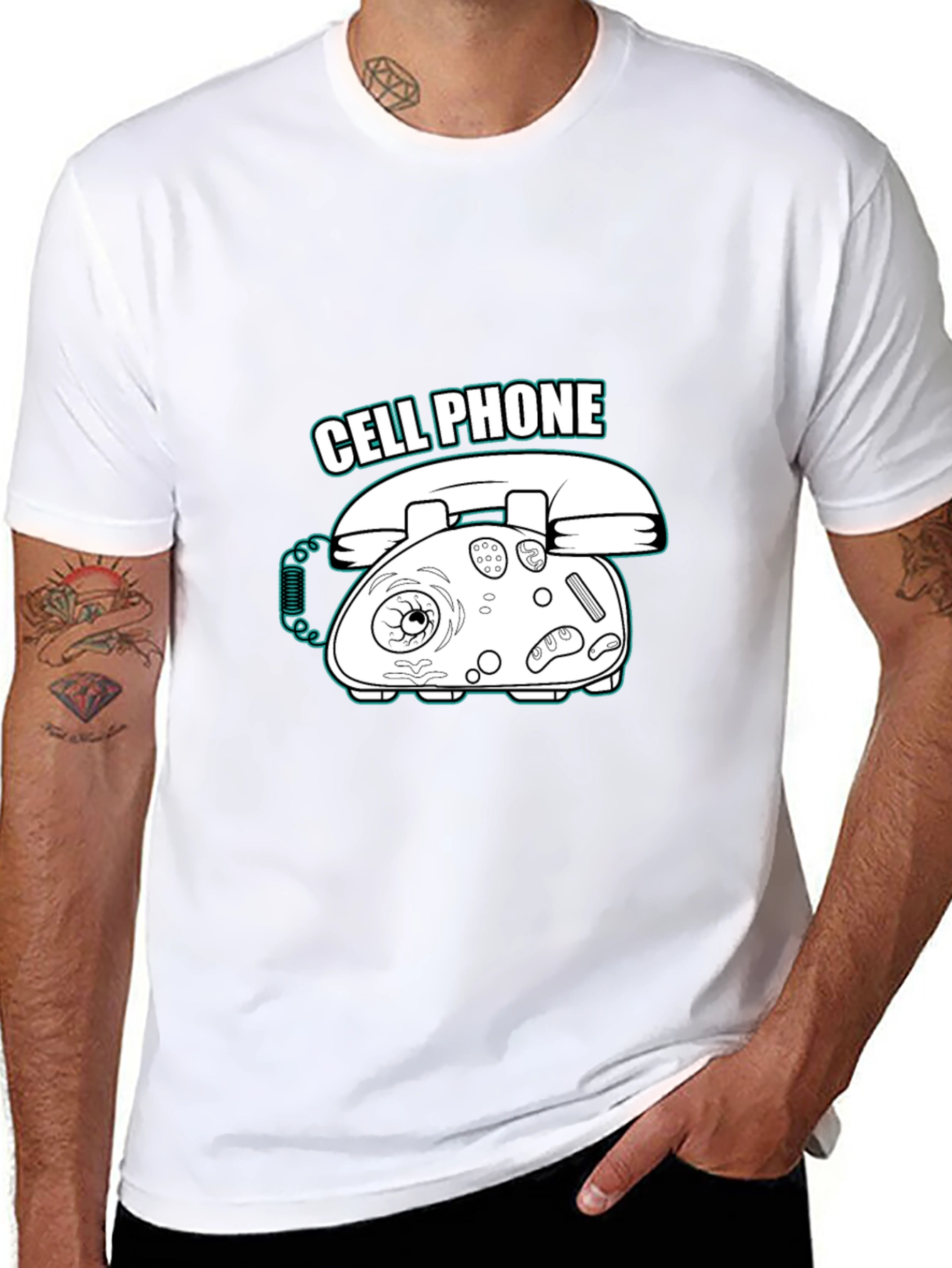 Humorous Cell Phone Graphic T-Shirt