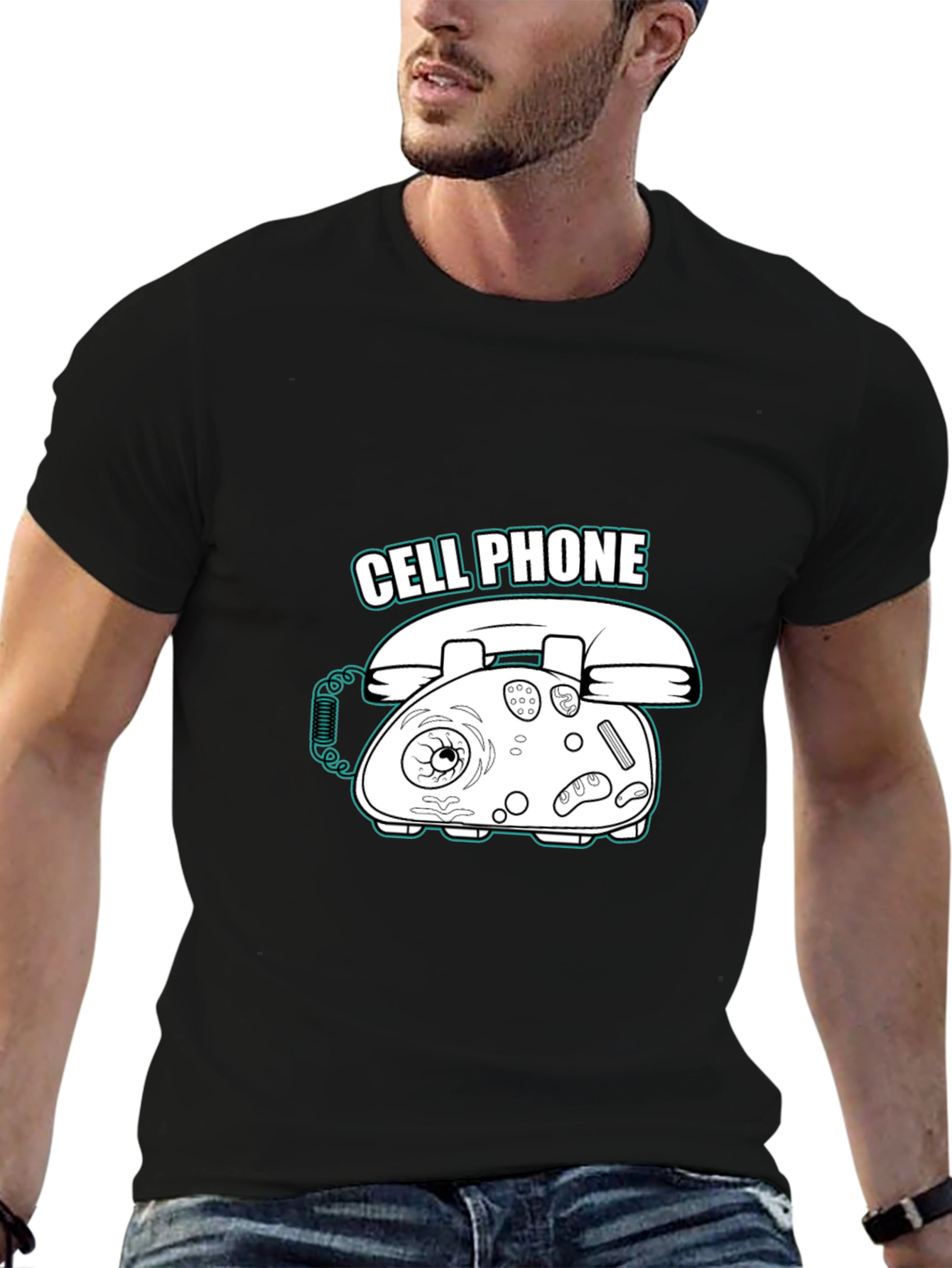 Humorous Cell Phone Graphic T-Shirt