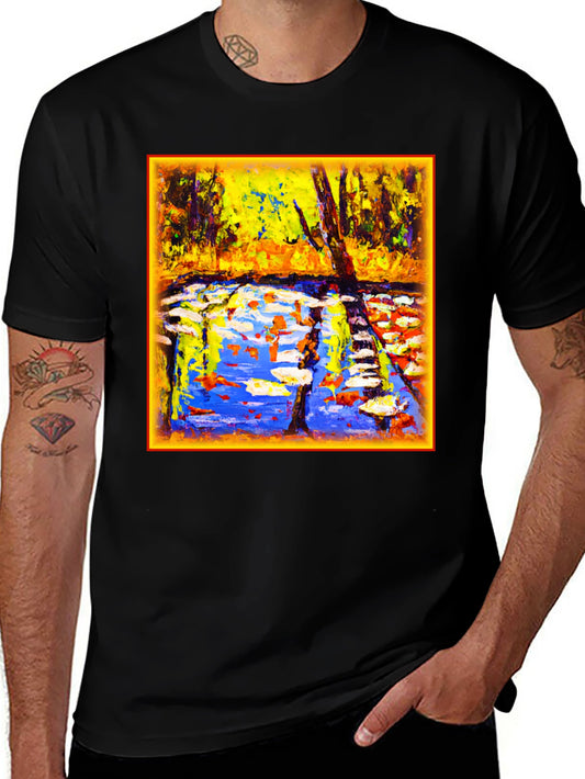 Abstract Landscape Graphic Tee - Artistic Comfort