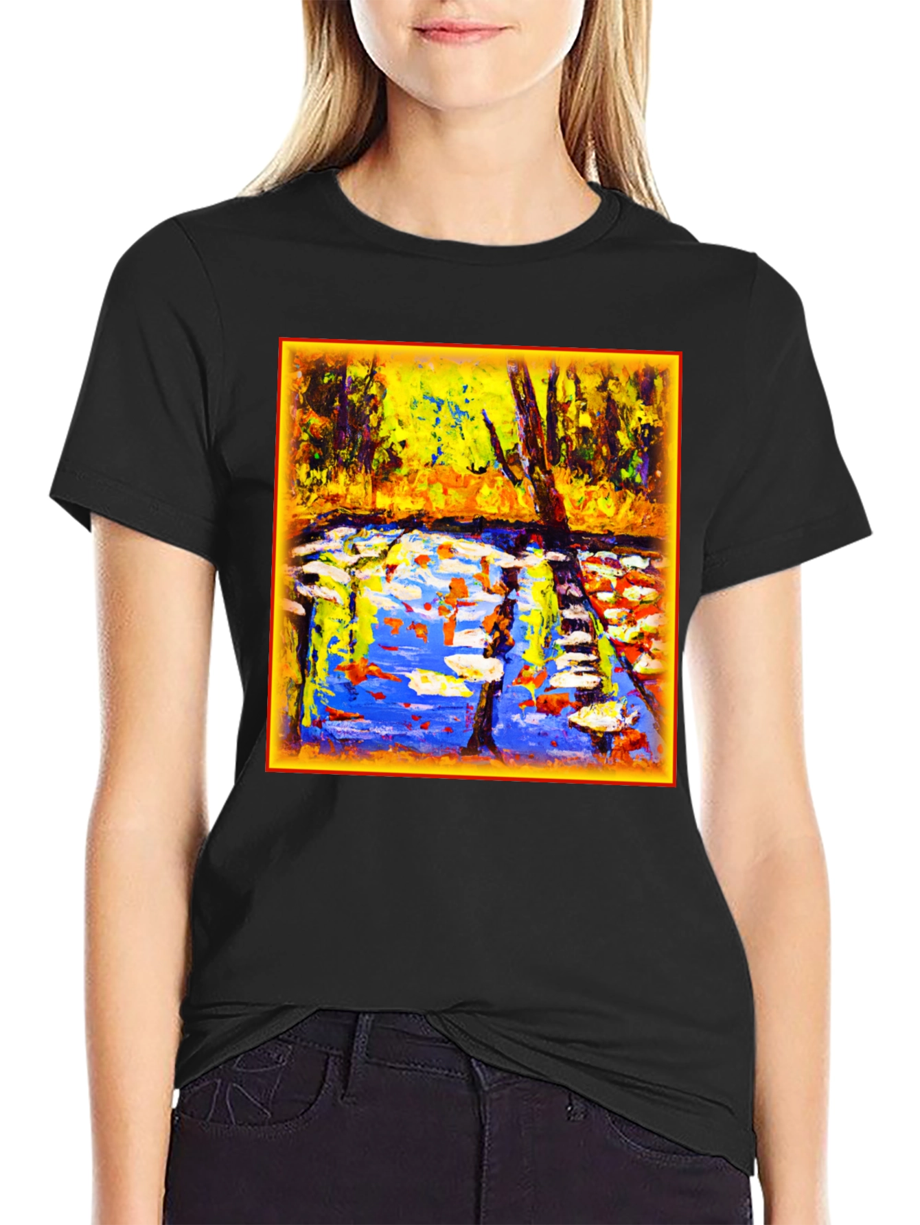 Abstract Landscape Graphic Tee - Artistic Comfort